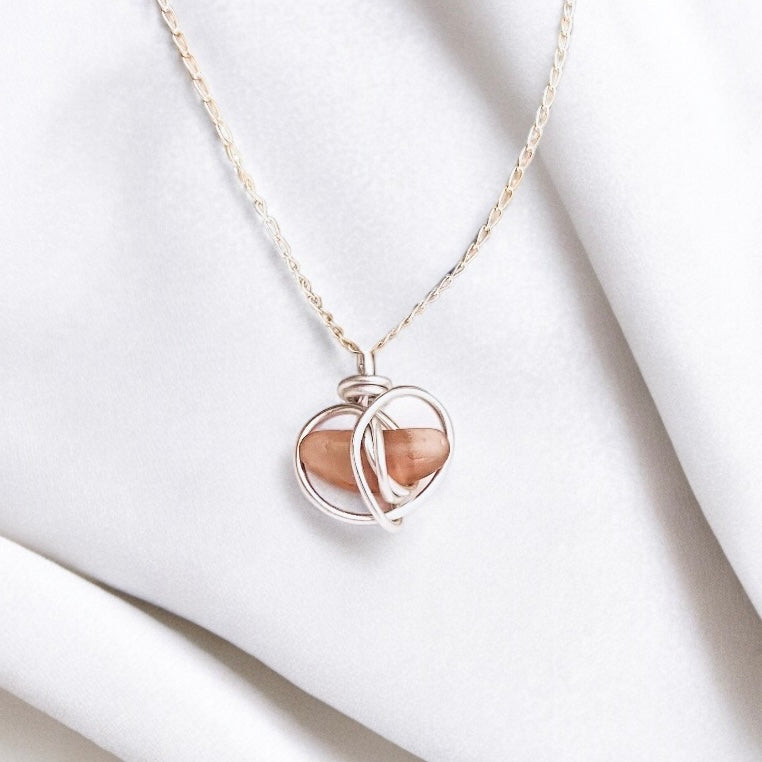Pink Seaham Sea Glass Heart Pendant