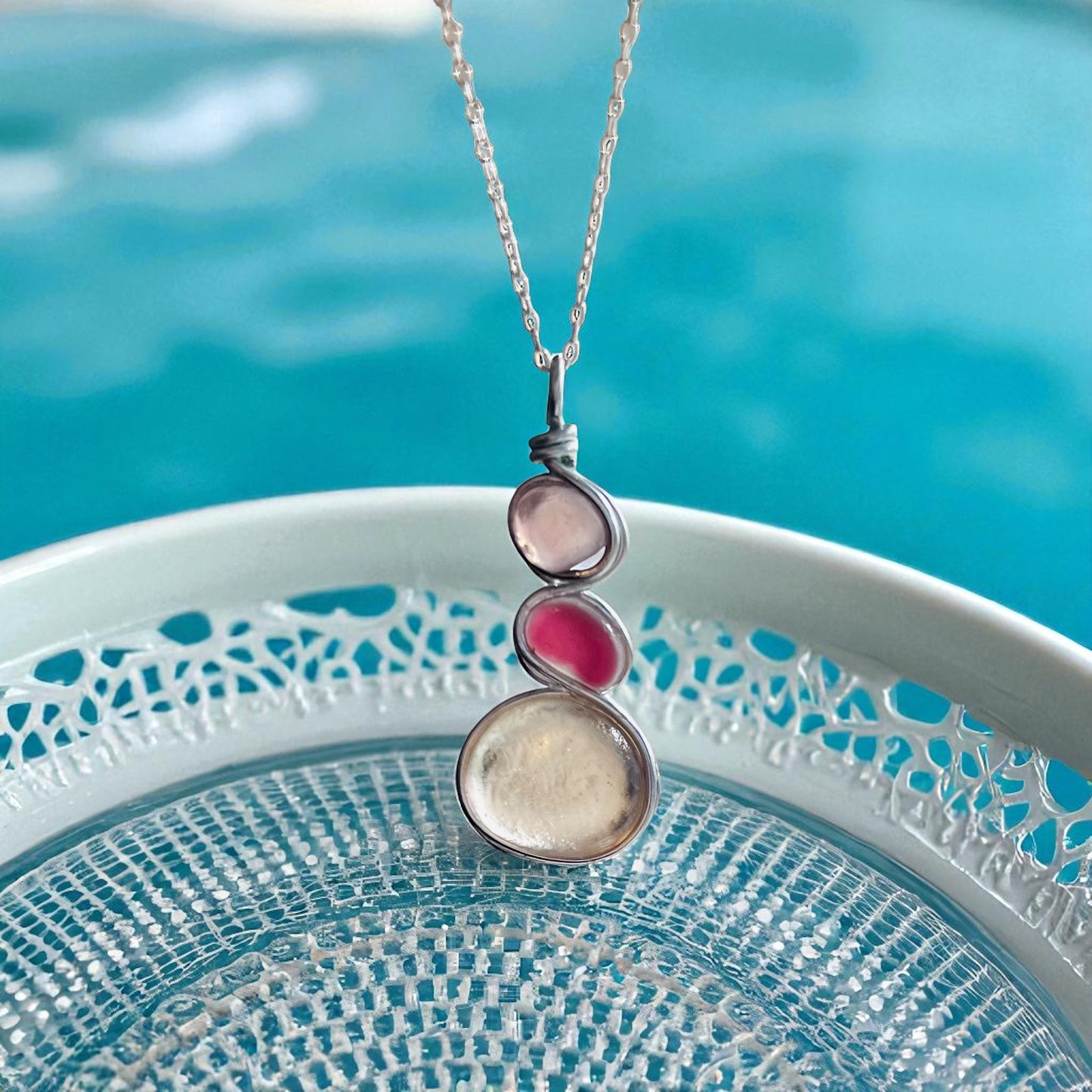 Three Piece Seaham Sea Glass Pendant