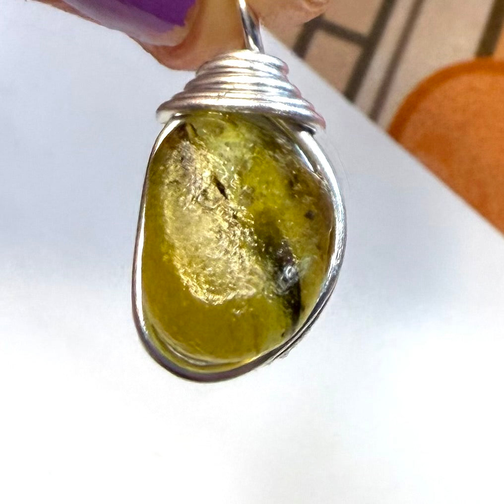 Rare Yellow Multi Tone Seaham Sea Glass Pendant