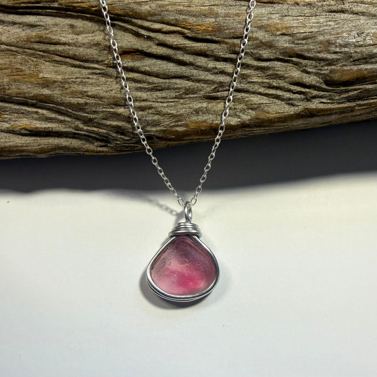 Rare Pale Pink Seaham Sea Glass Multi Pendant