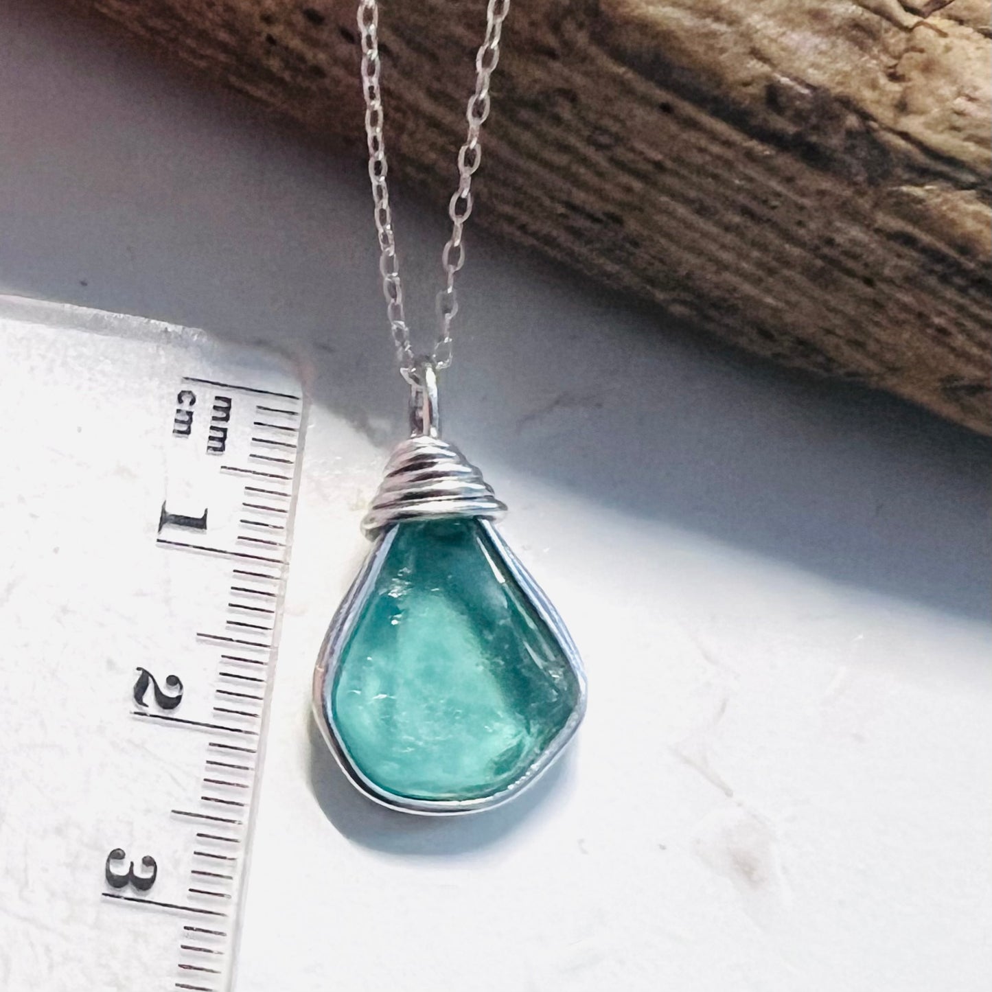 Aqua Blue Seaham Sea Glass Pendant