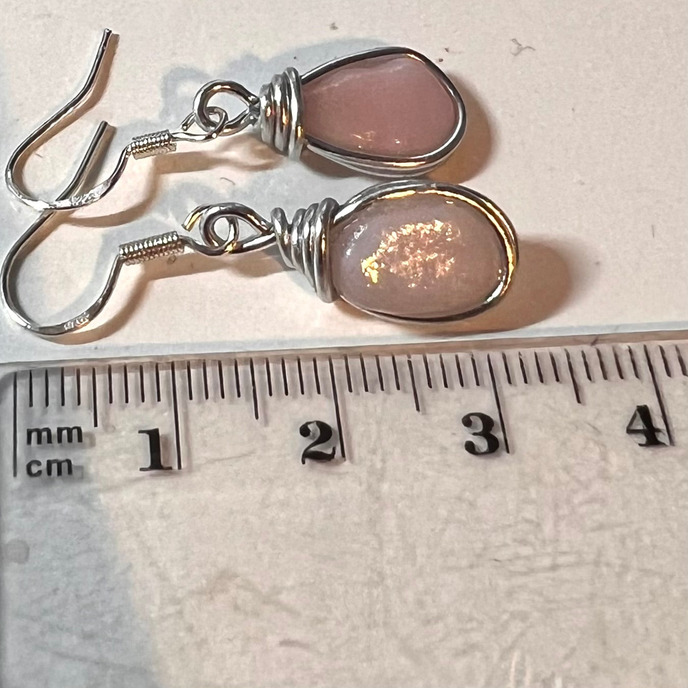 Milky Pink Seaham Sea Glass Earrings