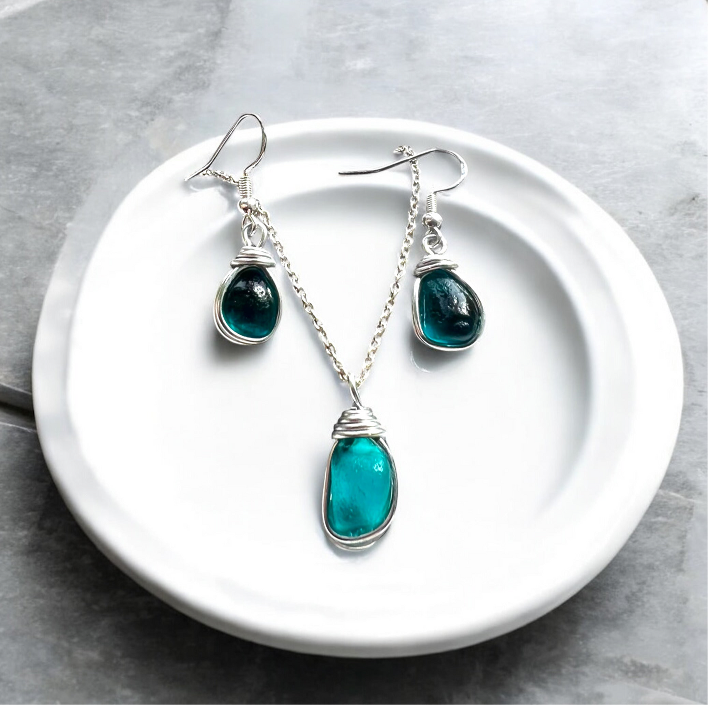 Turquoise Seaham Sea Glass Set