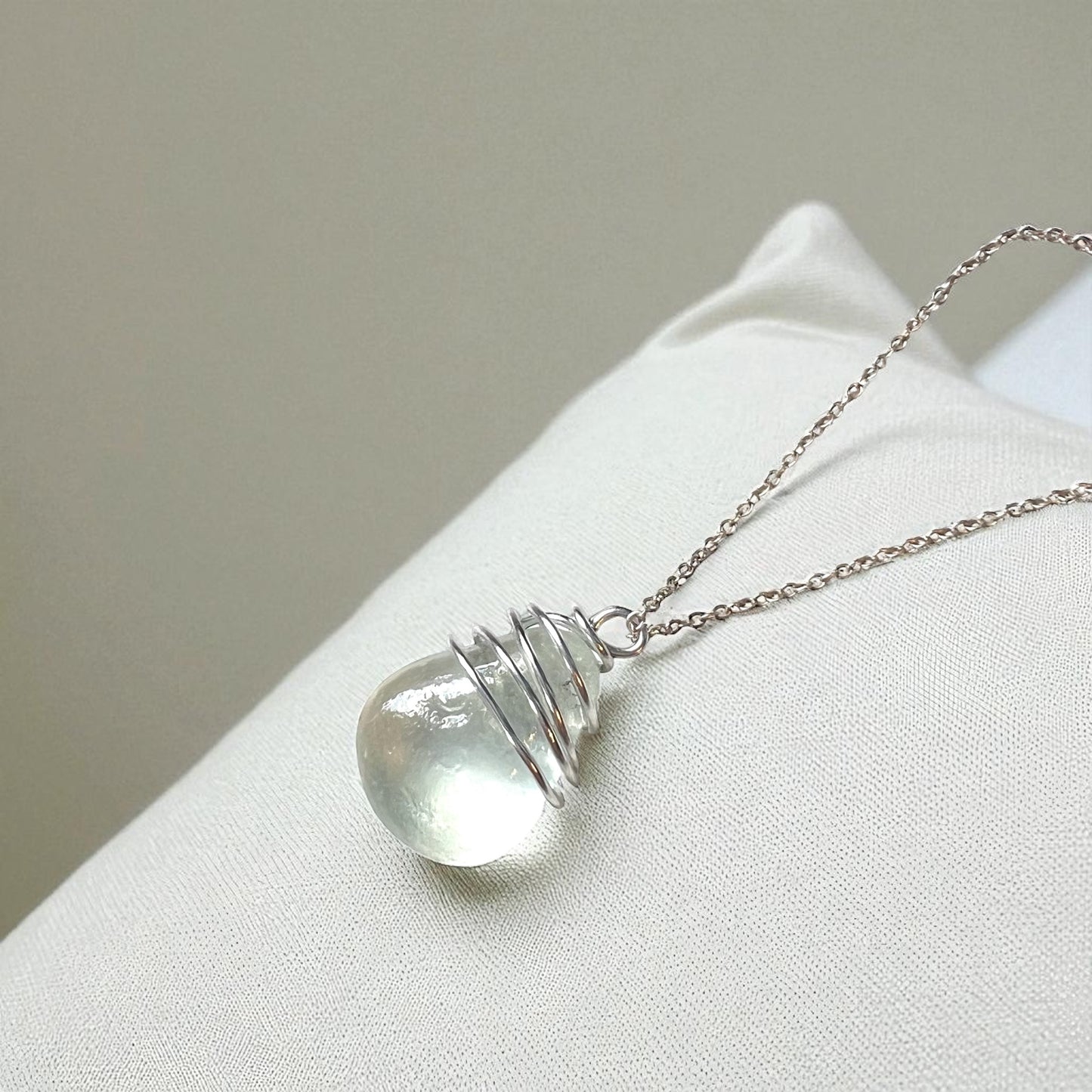 White Bubble Seaham Sea Glass Pendant