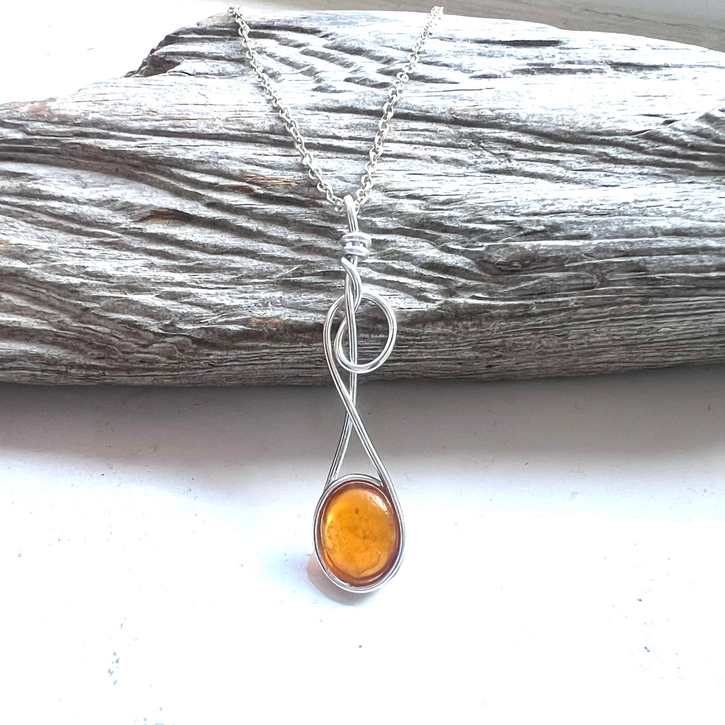Very Rare Orange Seaham Sea Glass Swirly Pendant