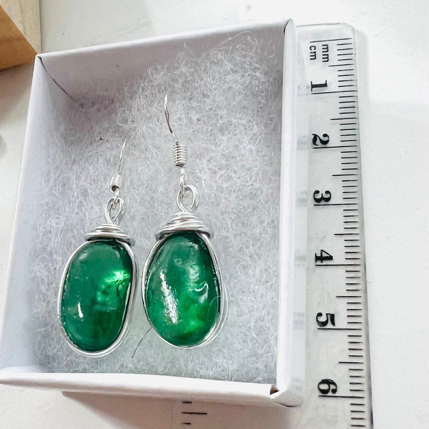Chunky Turquoise Green Seaham Sea Glass Earrings