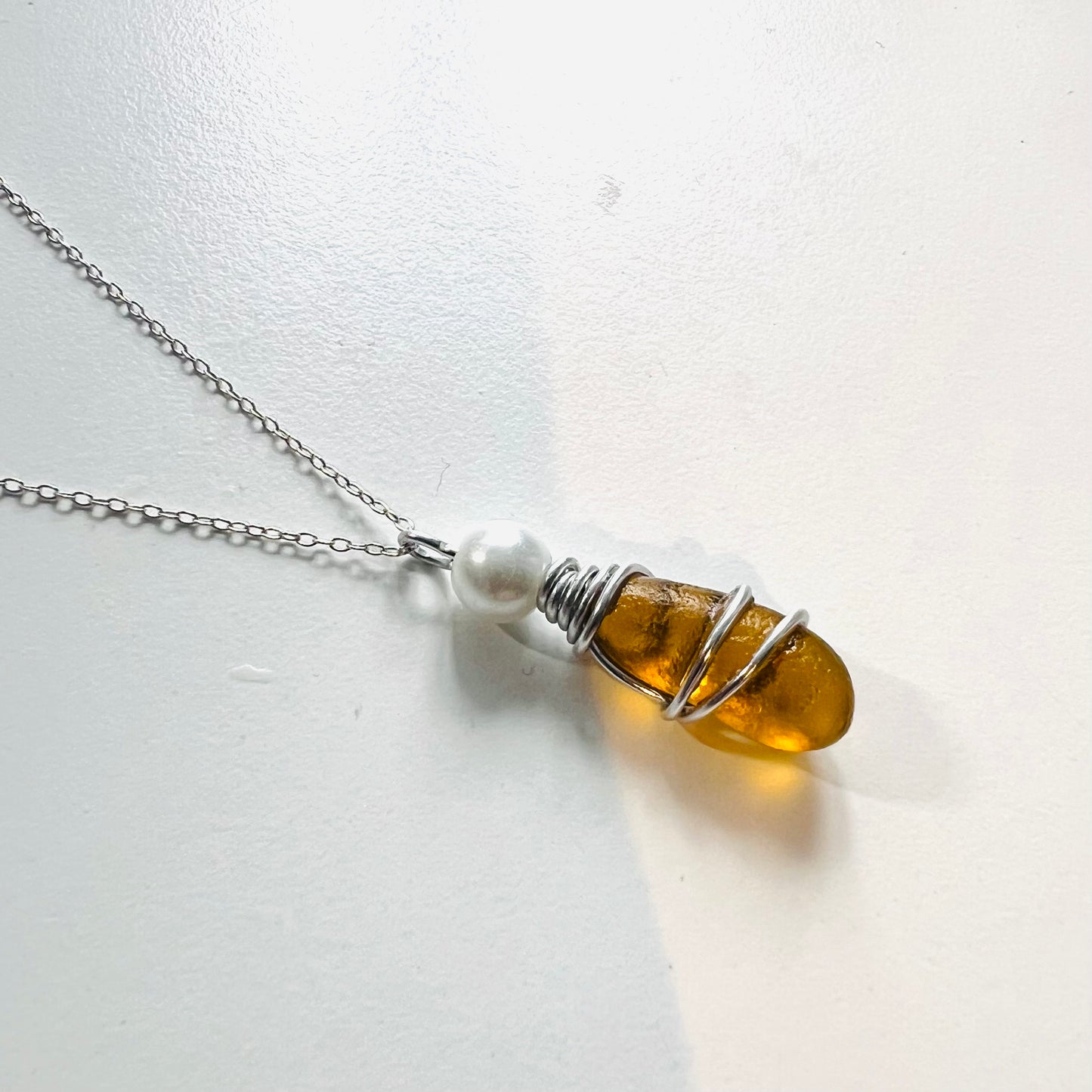 Honey Shade of Seaham Sea Glass Pendant