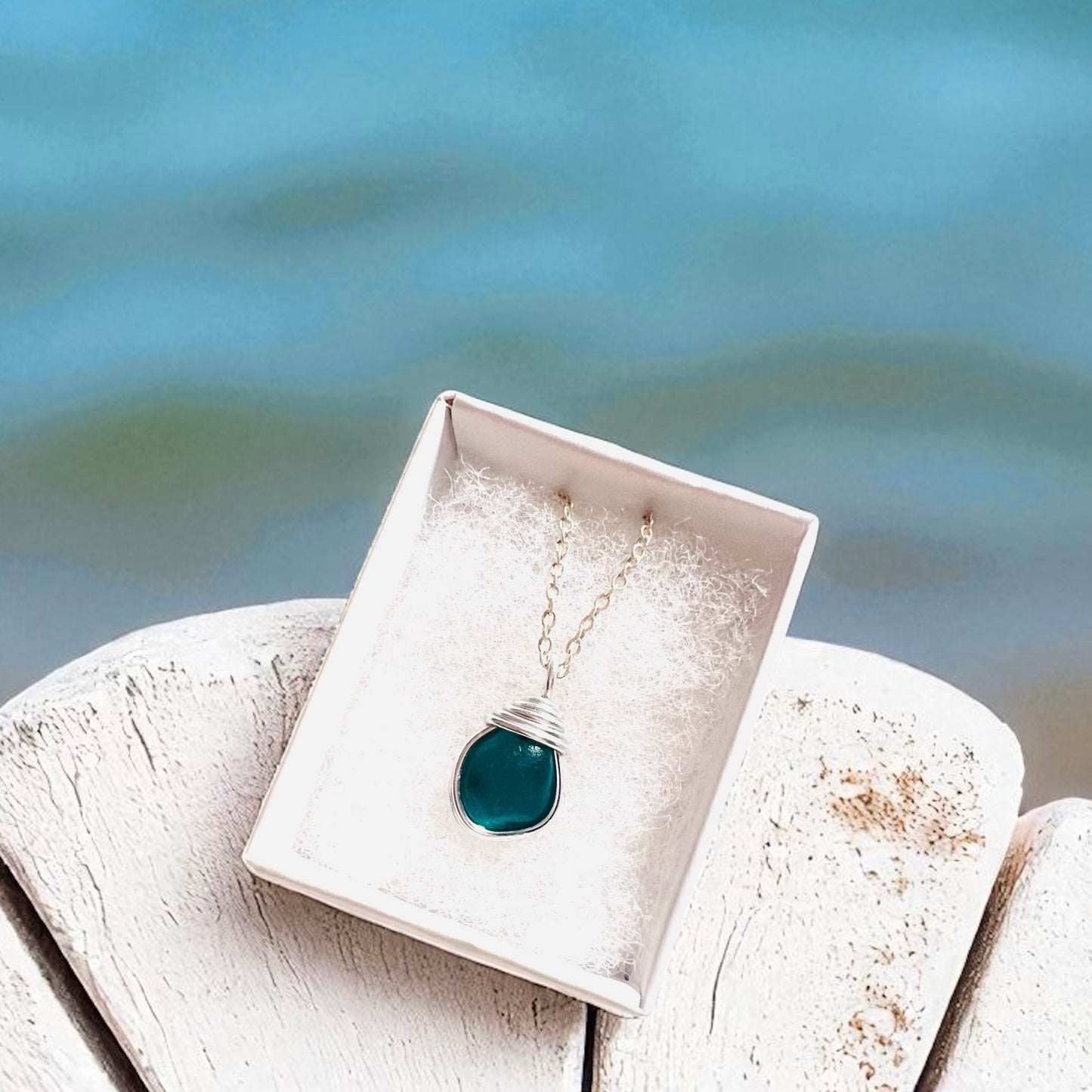 Turquoise Seaham Sea Glass Pendant