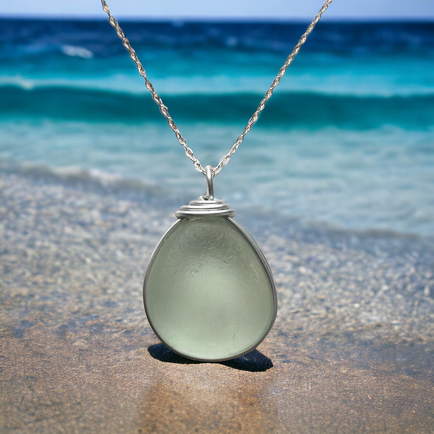 Seafoam Chunky Seaham Sea Glass Pendant