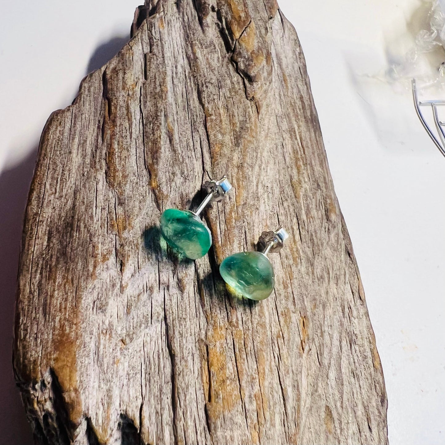 Teal Green Seaham Sea Glass Stud Earrings