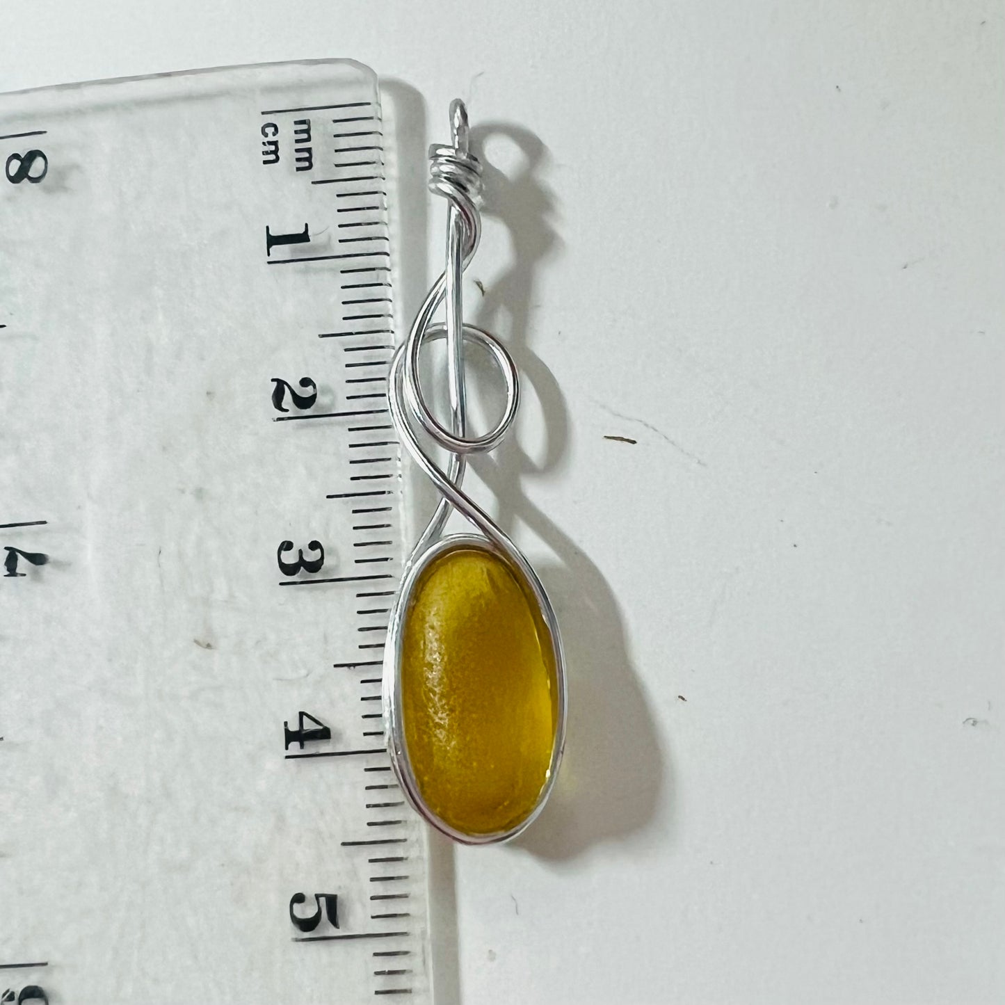 Swirly Yellow Seaham Sea Glass Pendant