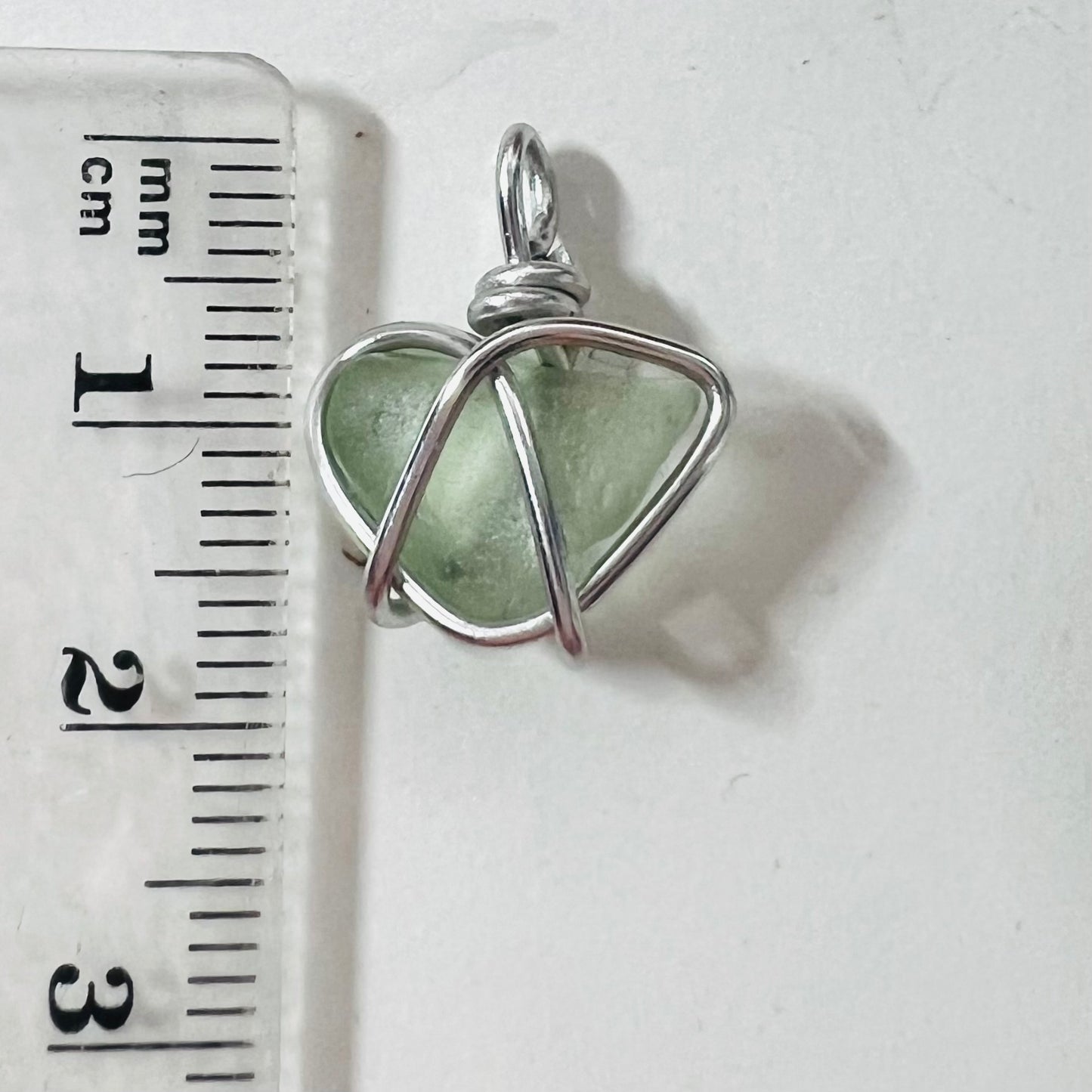 Pale Green Cornish Sea Glass Heart Pendant