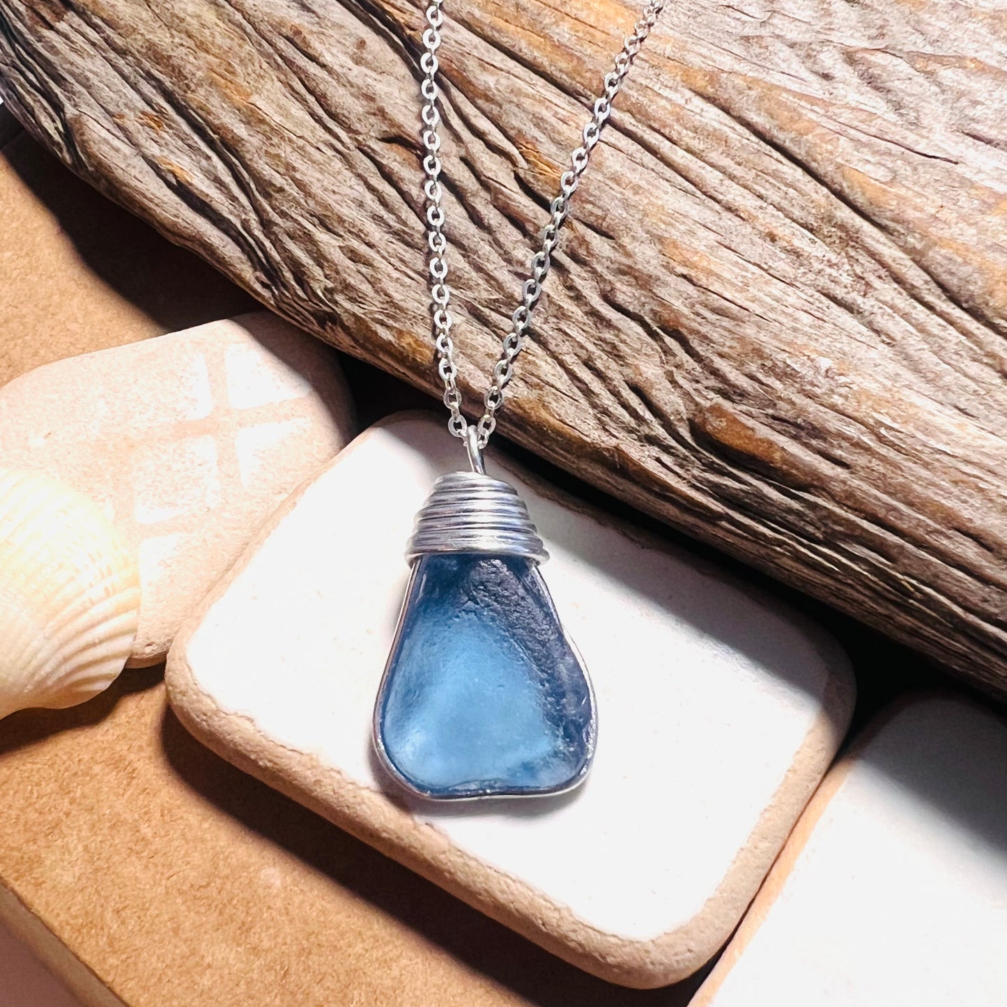 Kent Mid Blue Sea Glass Pendant
