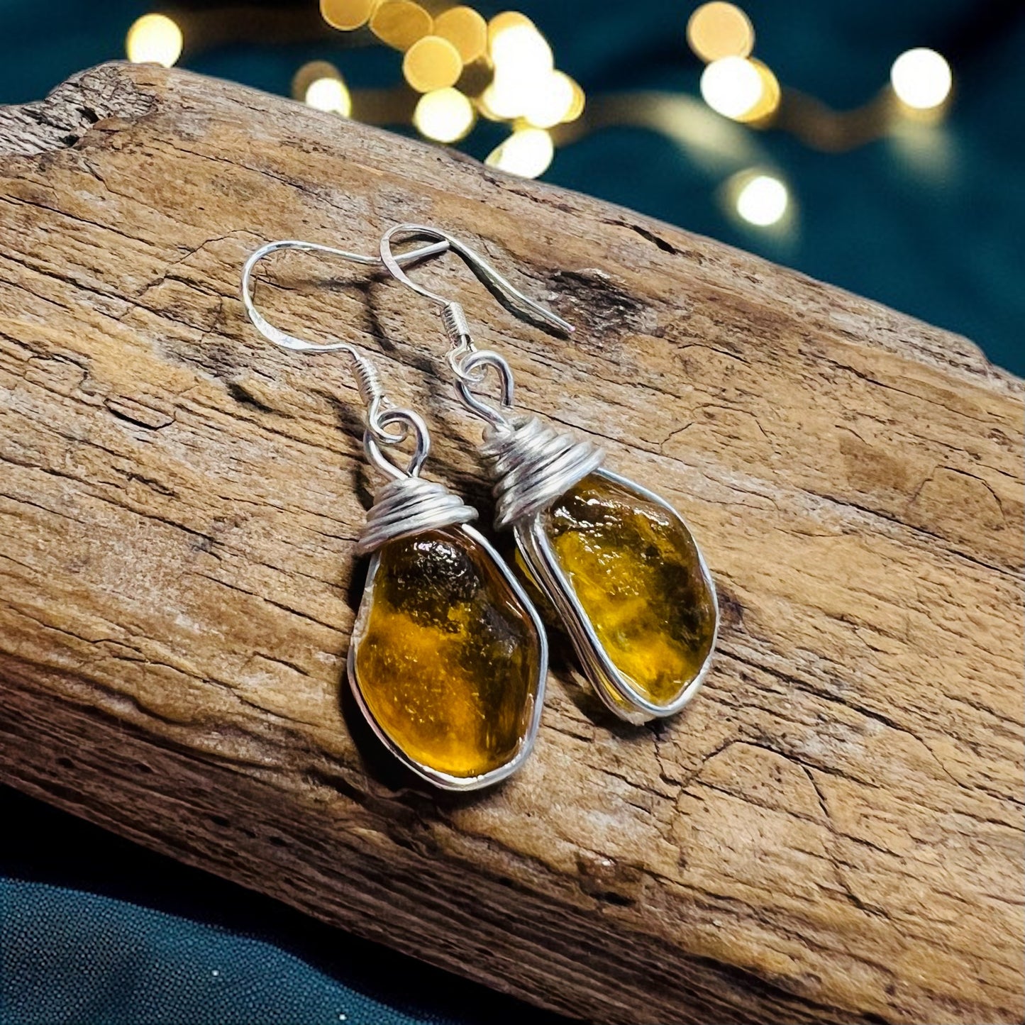 Yellow Canary Island Sea Glass Earrings