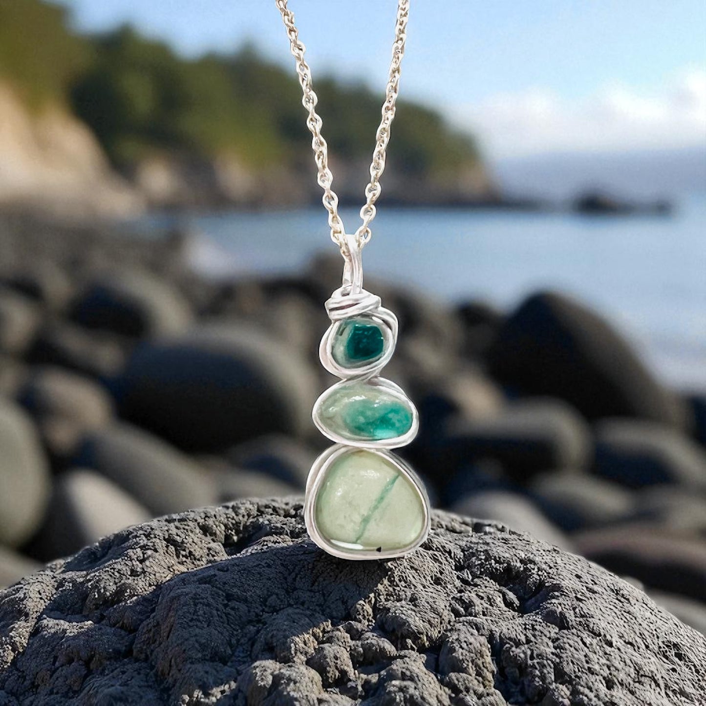 Three Piece Seaham Sea Glass Pendant