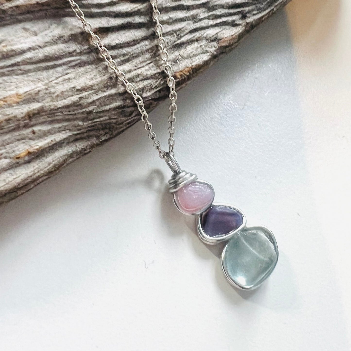 Three Piece Seaham Sea Glass Pendant