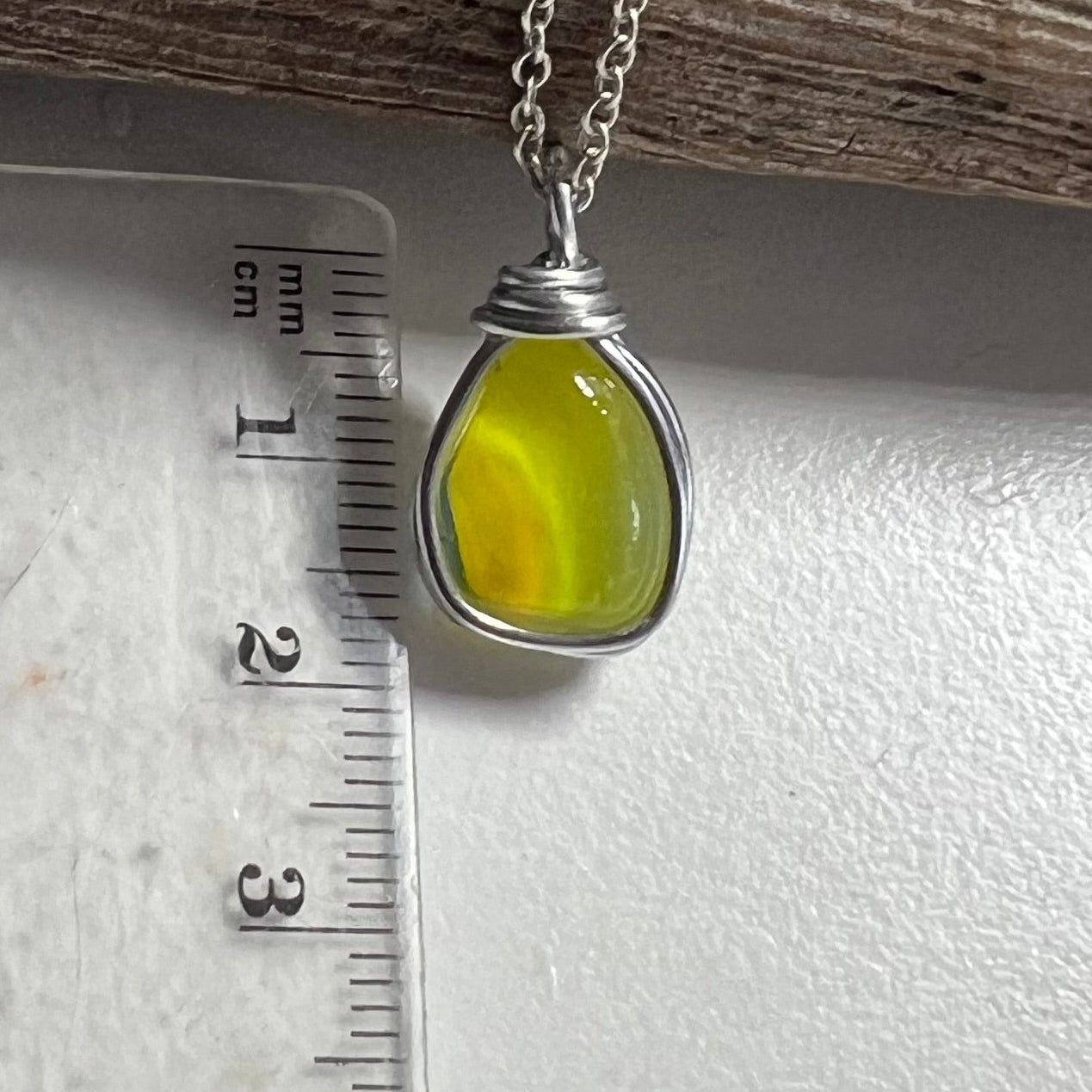 Rare Yellow UV Reactive Seaham Sea Glass Pendant