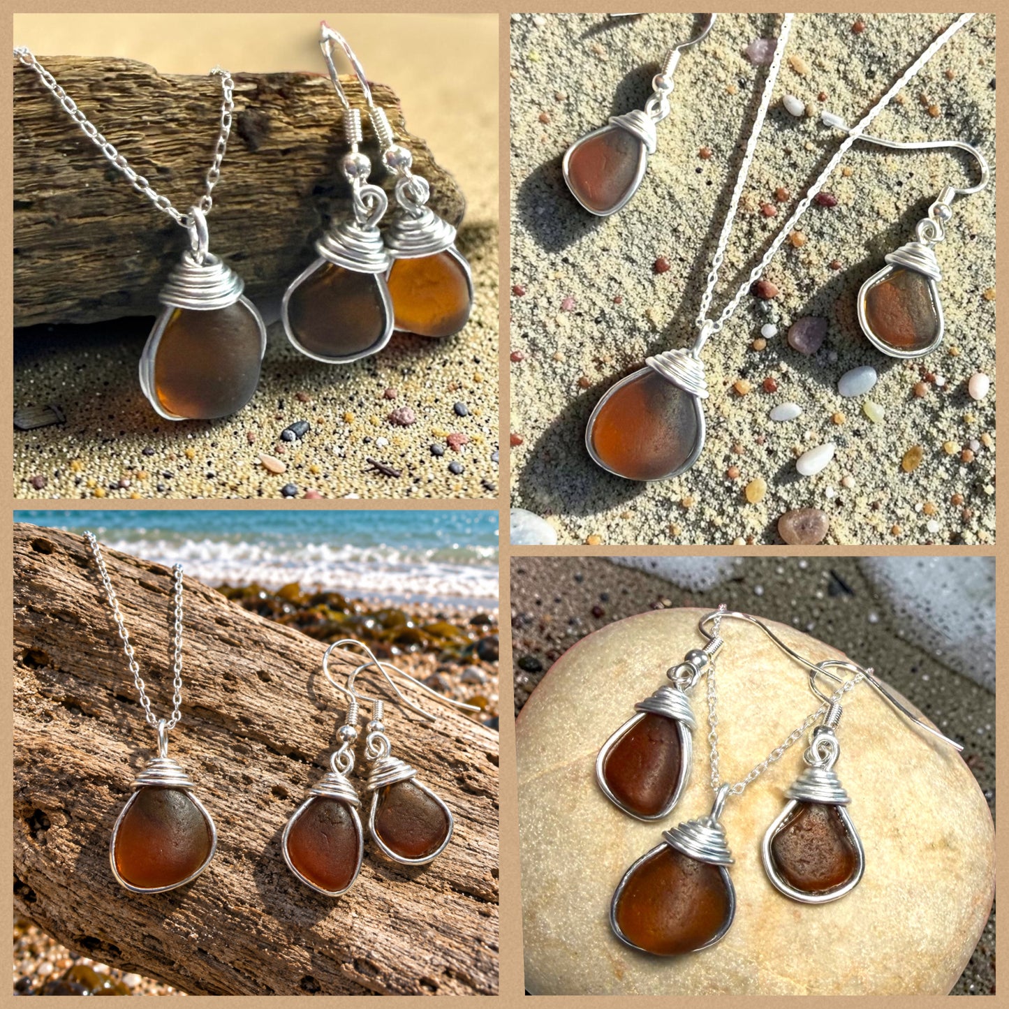 Amber Brown Seaham Sea Glass Jewellery
