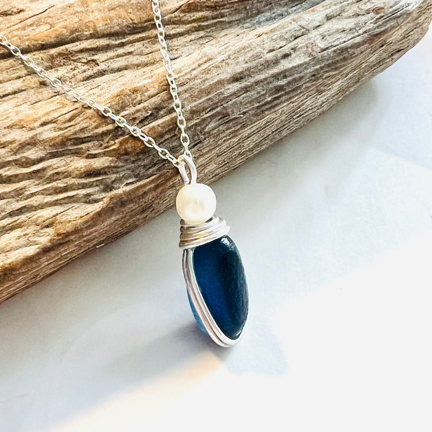 Blue Seaham Sea Glass Multi Pendant