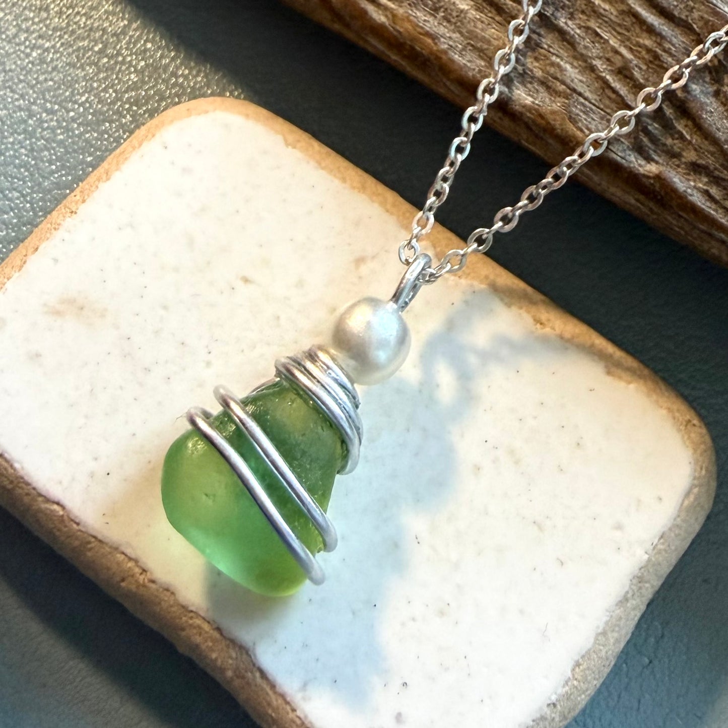 Light Green Devon Sea Glass Pendant