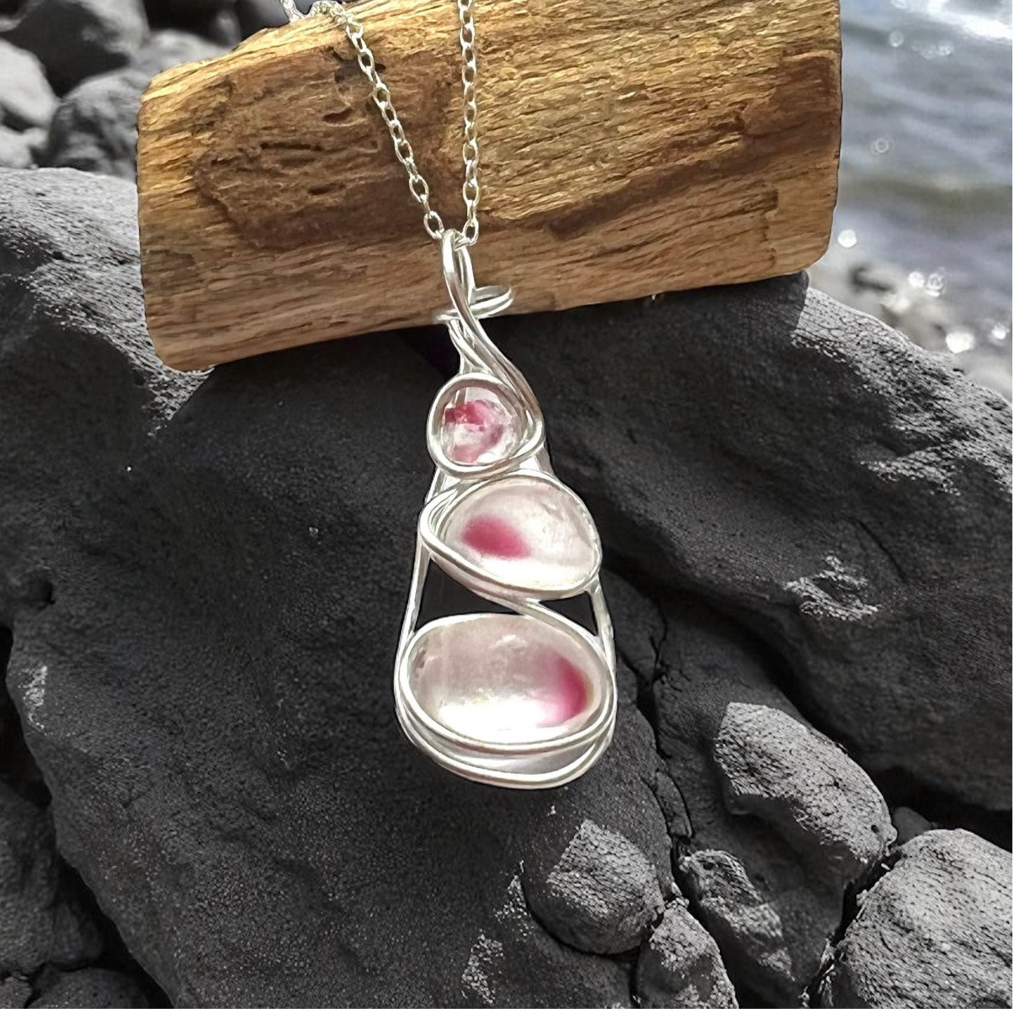Three Piece Sea Glass Multi Pendant