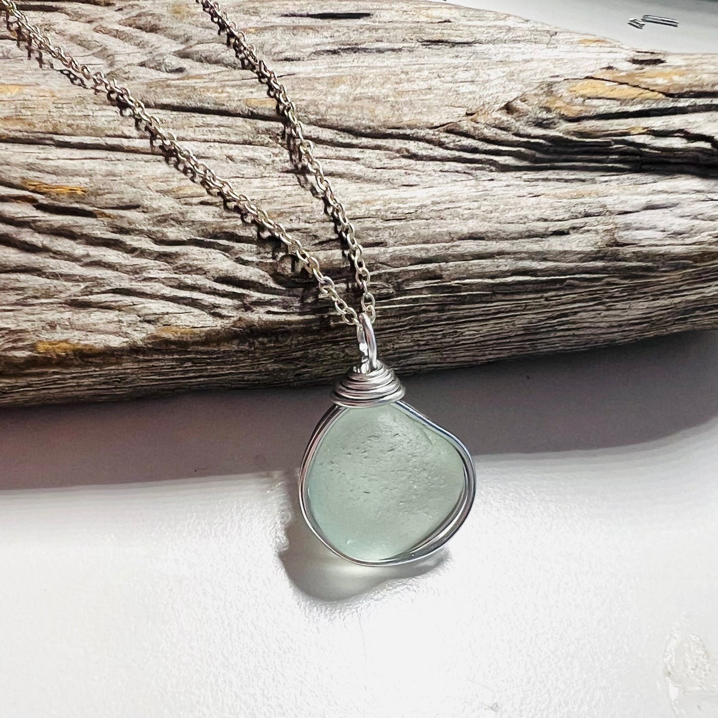 Seaham Sea Glass Aqua Bubble Pendant