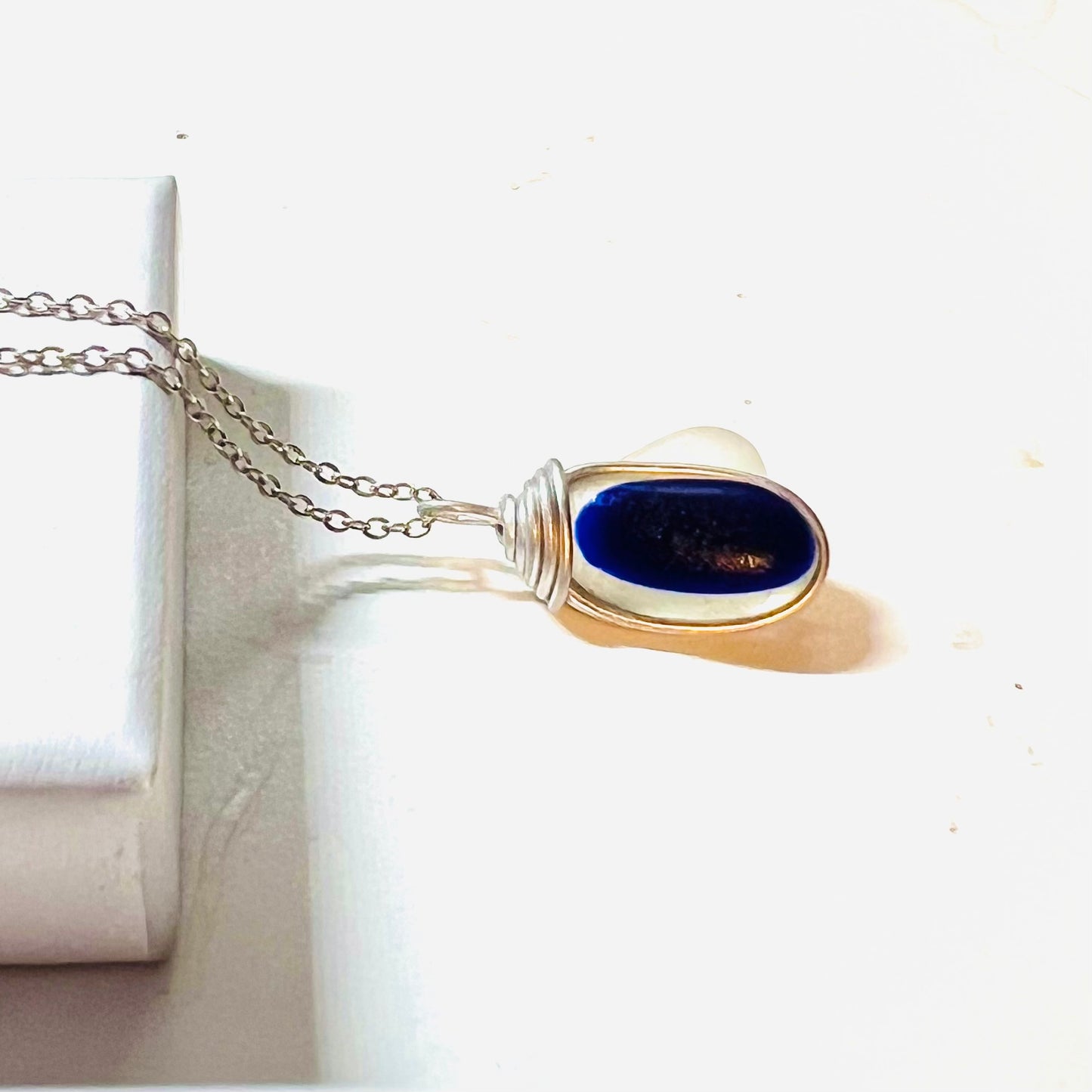 Deep Blue Seaham Sea Glass Multi Pendant