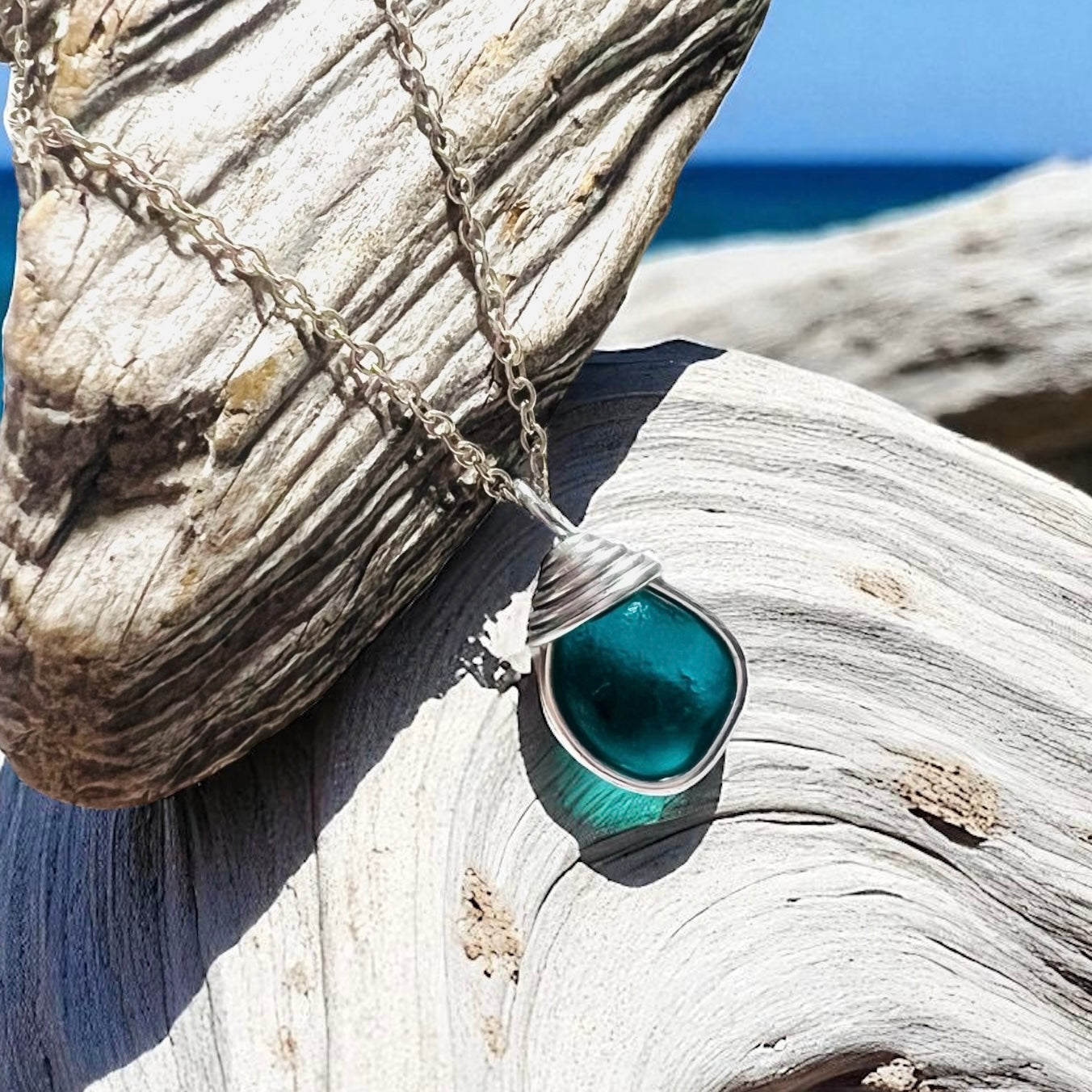 Turquoise Seaham Sea Glass Pendant