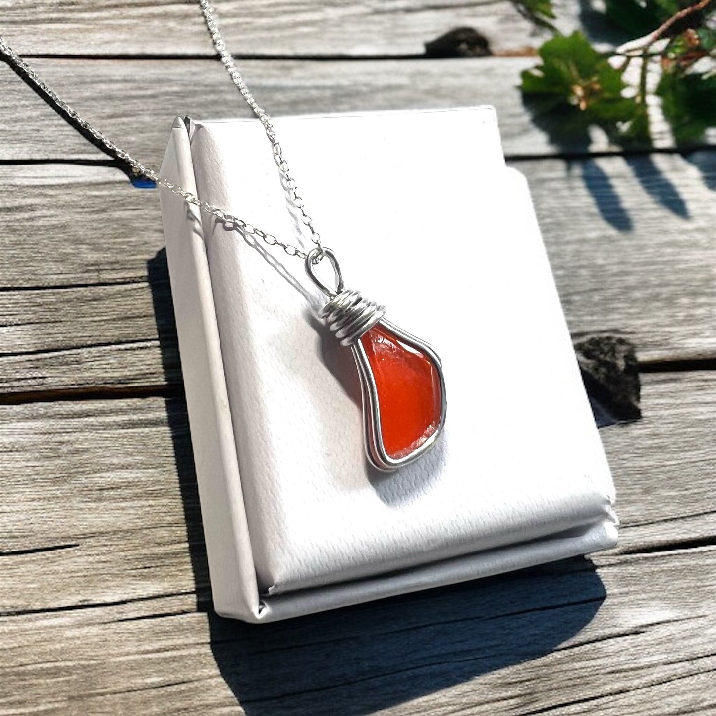 Very Rare Orange Seaham Sea Glass Pendant