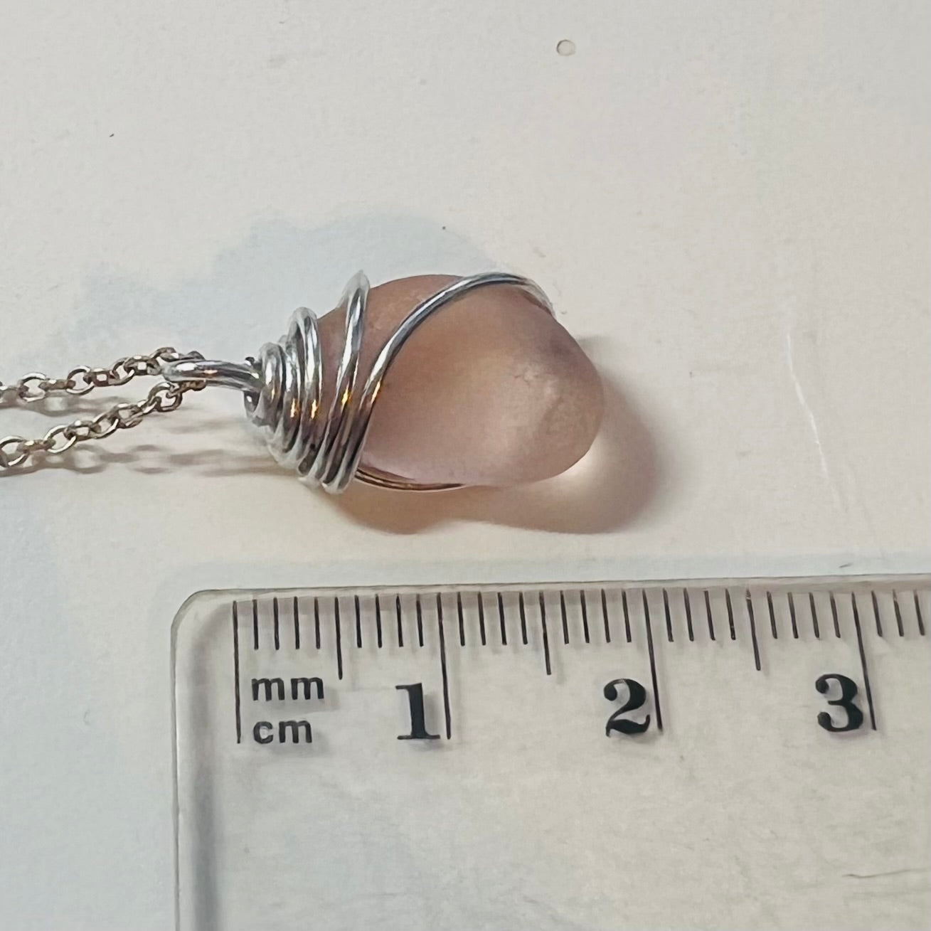 Rare Pale Lilac Pink Sea Glass Pendant