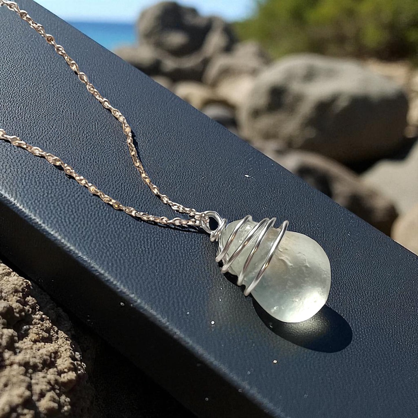 White Bubble Seaham Sea Glass Pendant