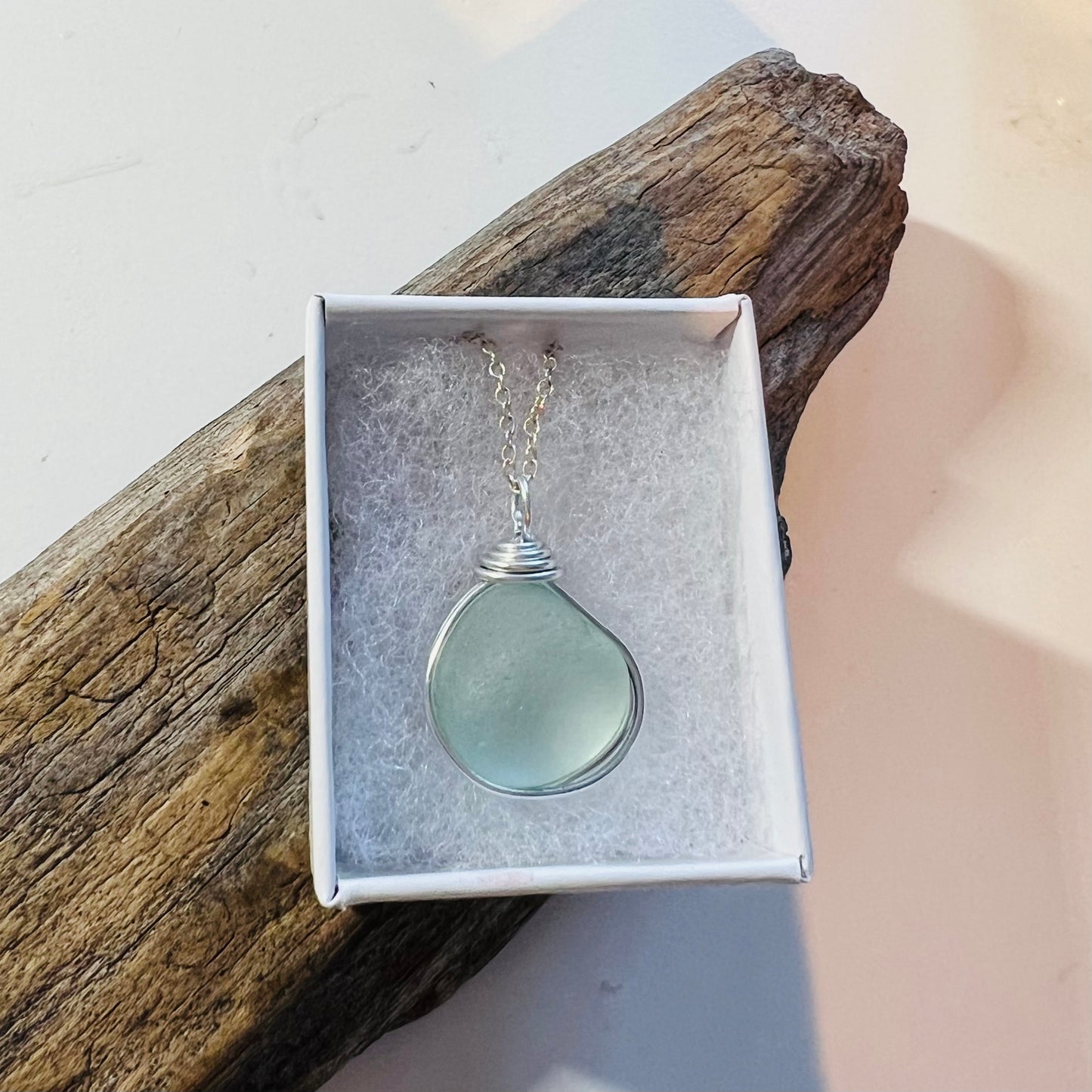 Seaham Sea Glass Aqua Bubble Pendant