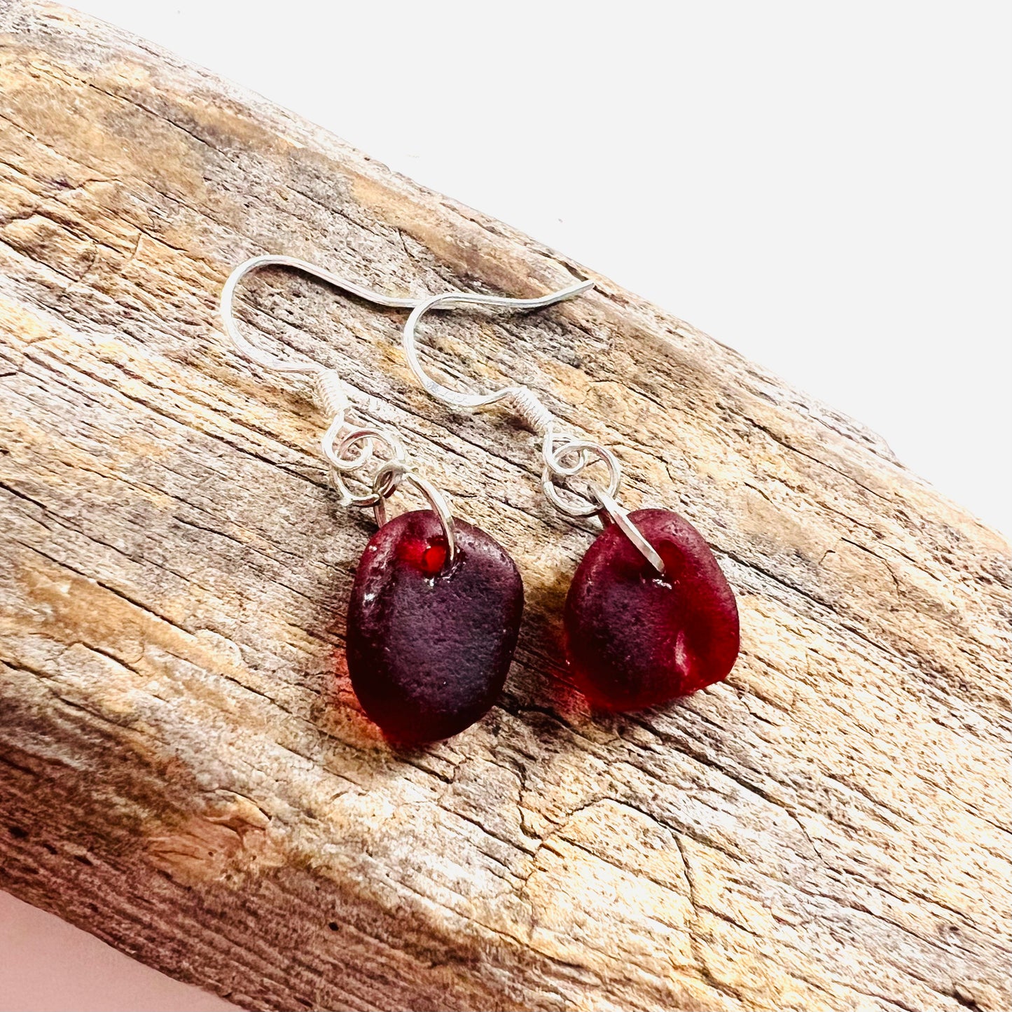 Devon Red Sea Glass Earrings
