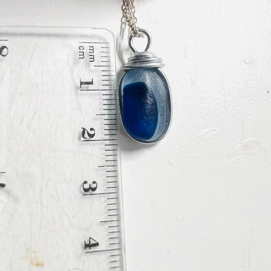 Two Tone Blue Seaham Sea Glass Multi Pendant