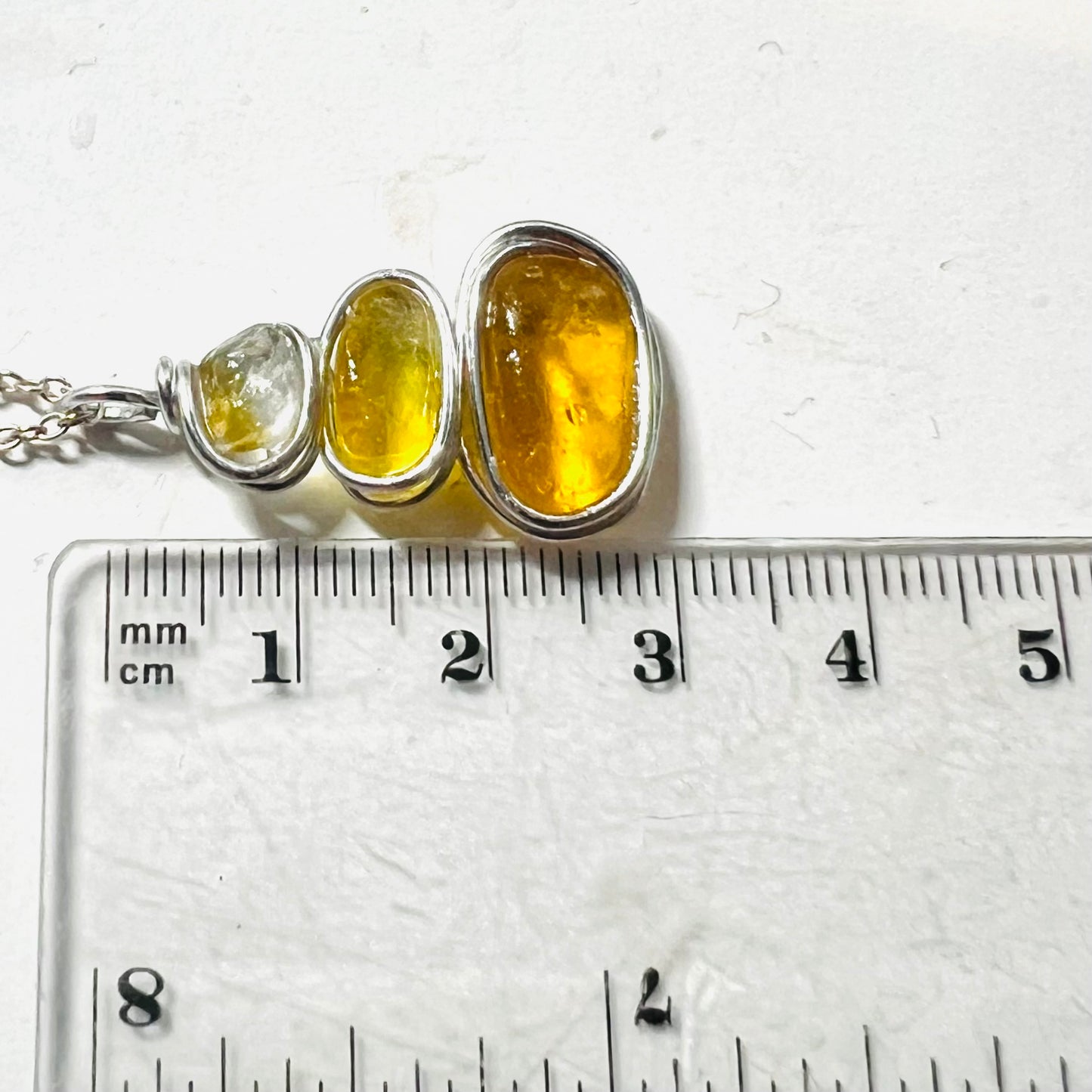Rare Yellow Three Piece Seaham Sea Glass Pendant