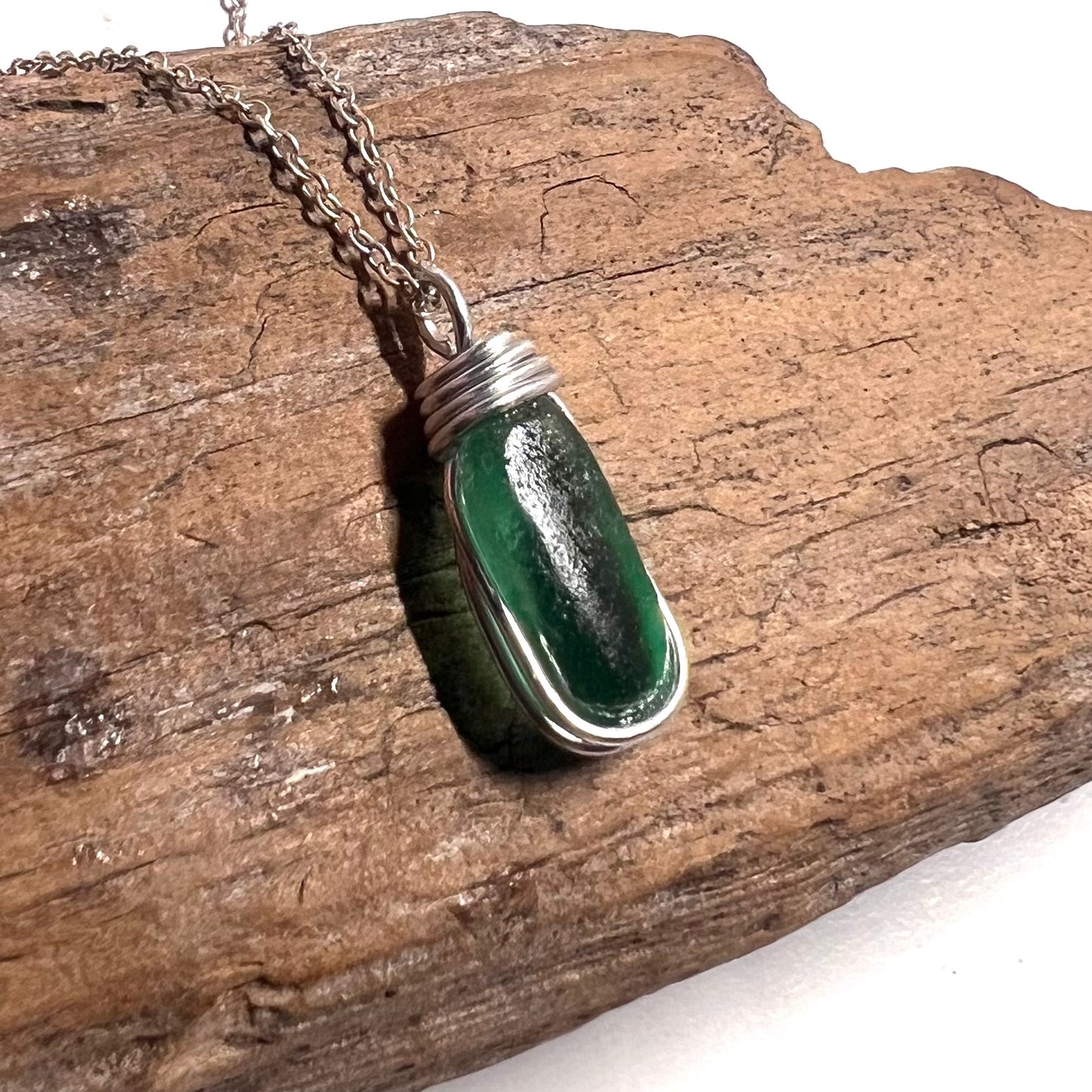 Canary Island Rare Turquoise Green Sea Glass Pendant