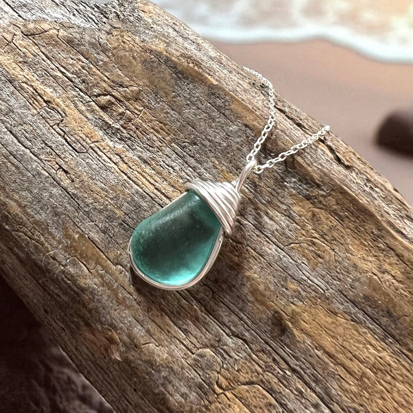 Devon Aqua Blue Sea Glass Pendant