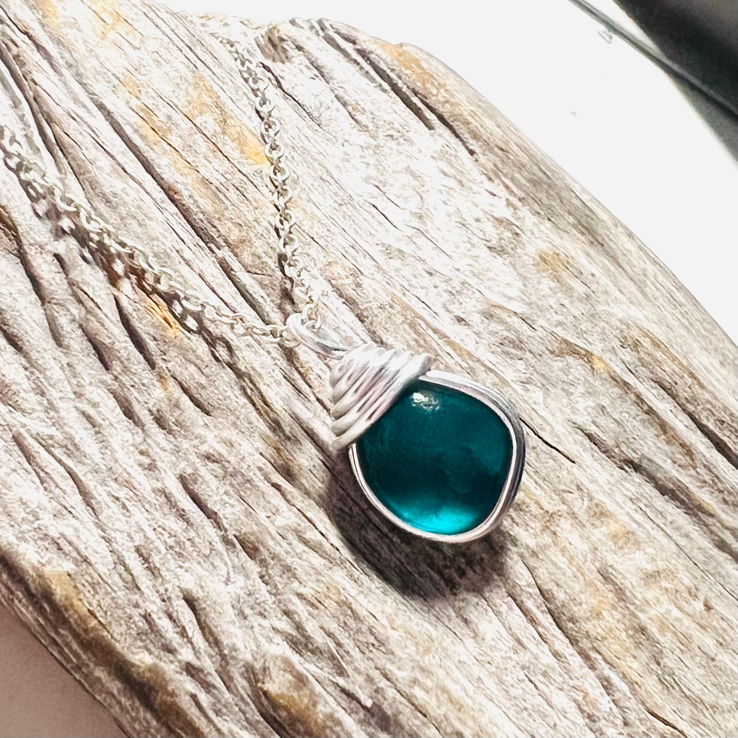 Turquoise Seaham Sea Glass Pendant