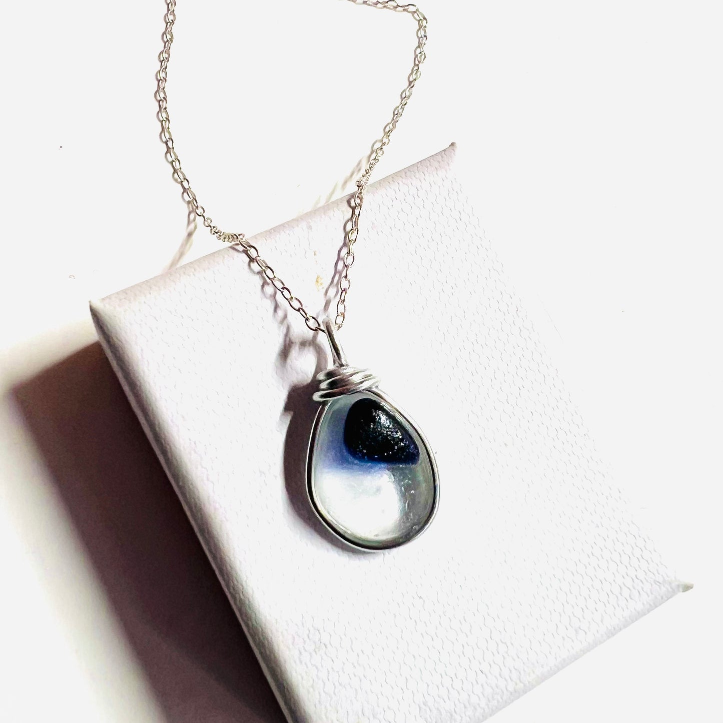 Lovely Deep Blue Spot Seaham Sea Glass Multi Pendant