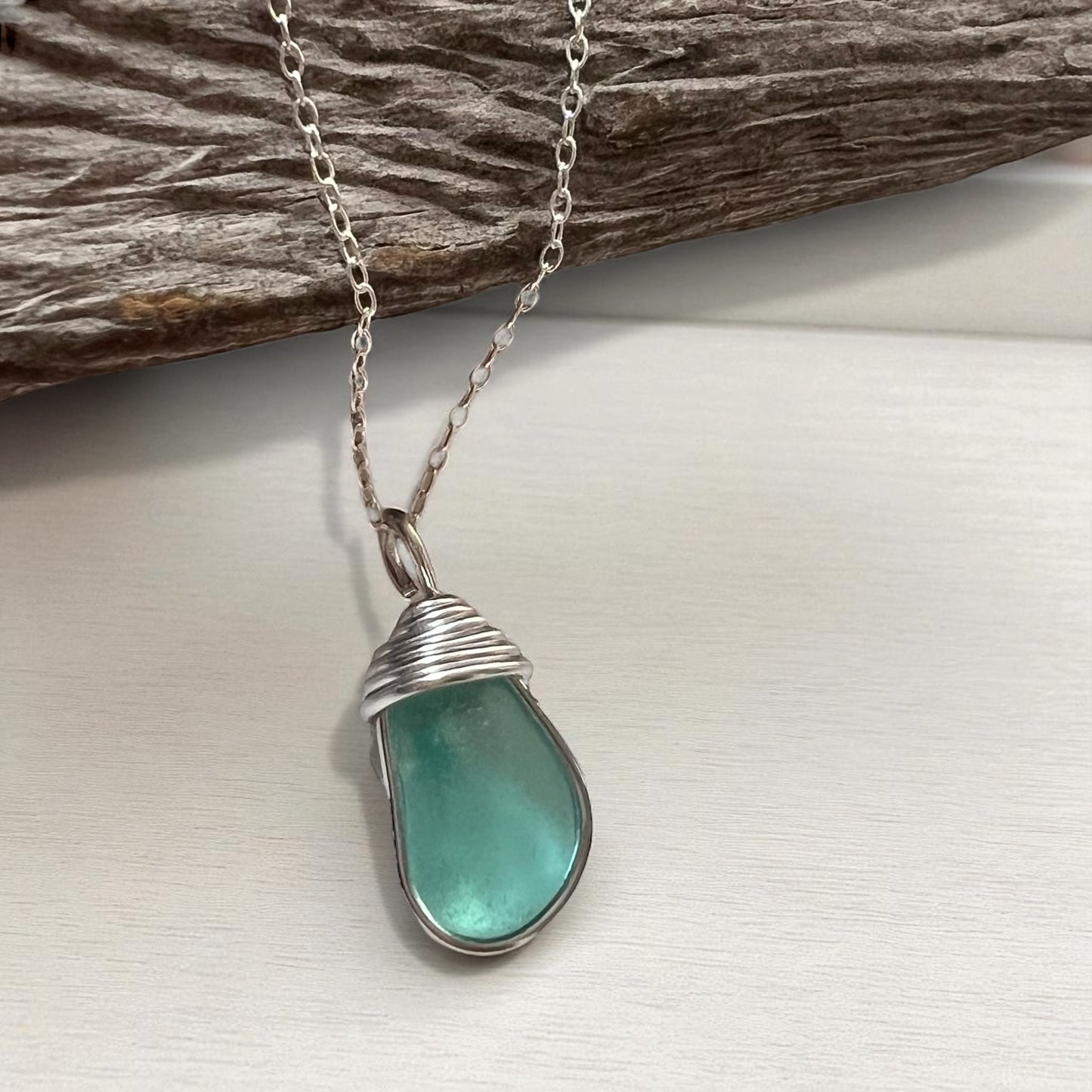 Devon Aqua Blue Sea Glass Pendant