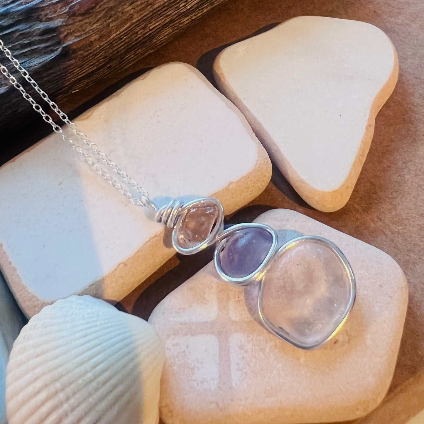 Three Piece Seaham Sea Glass Pendant
