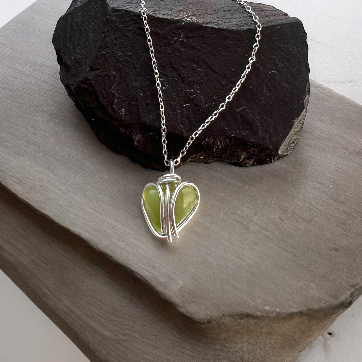 Cornish Sea Glass Heart Pendant
