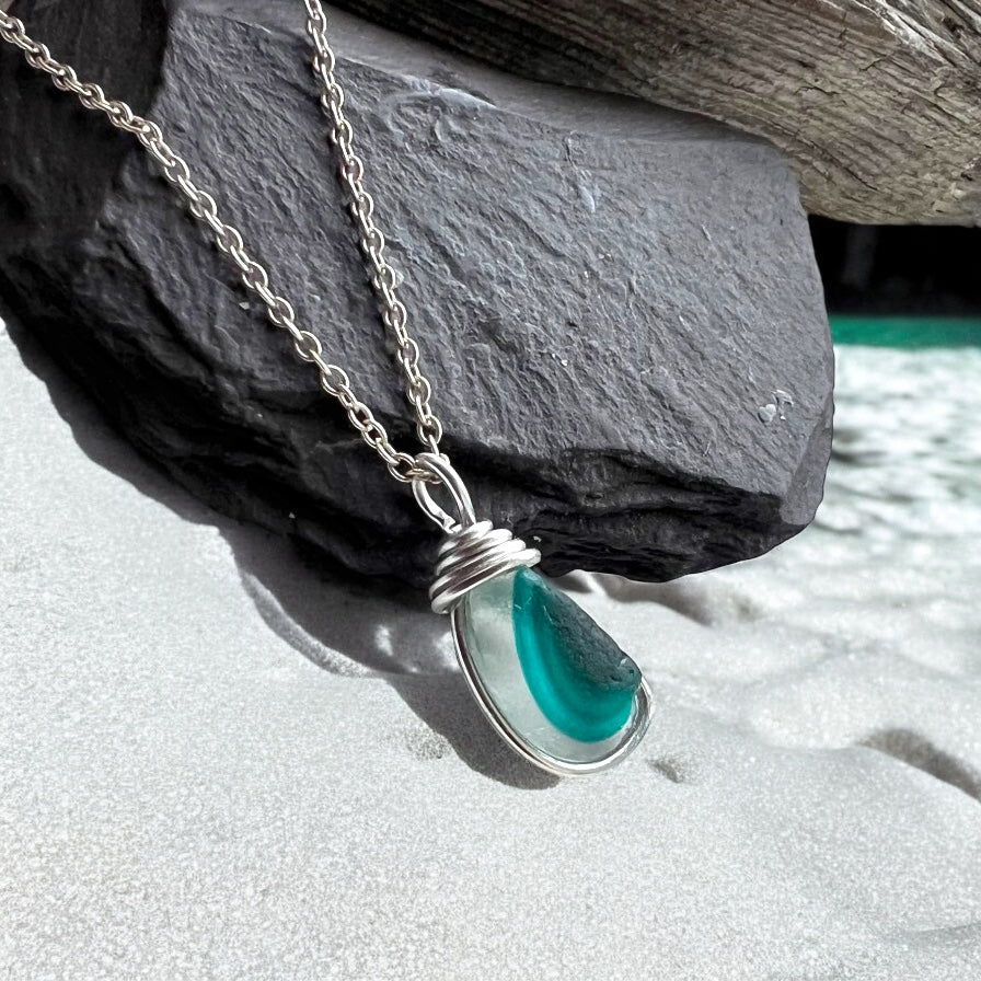 Turquoise Seaham Sea Glass Multi Pendant