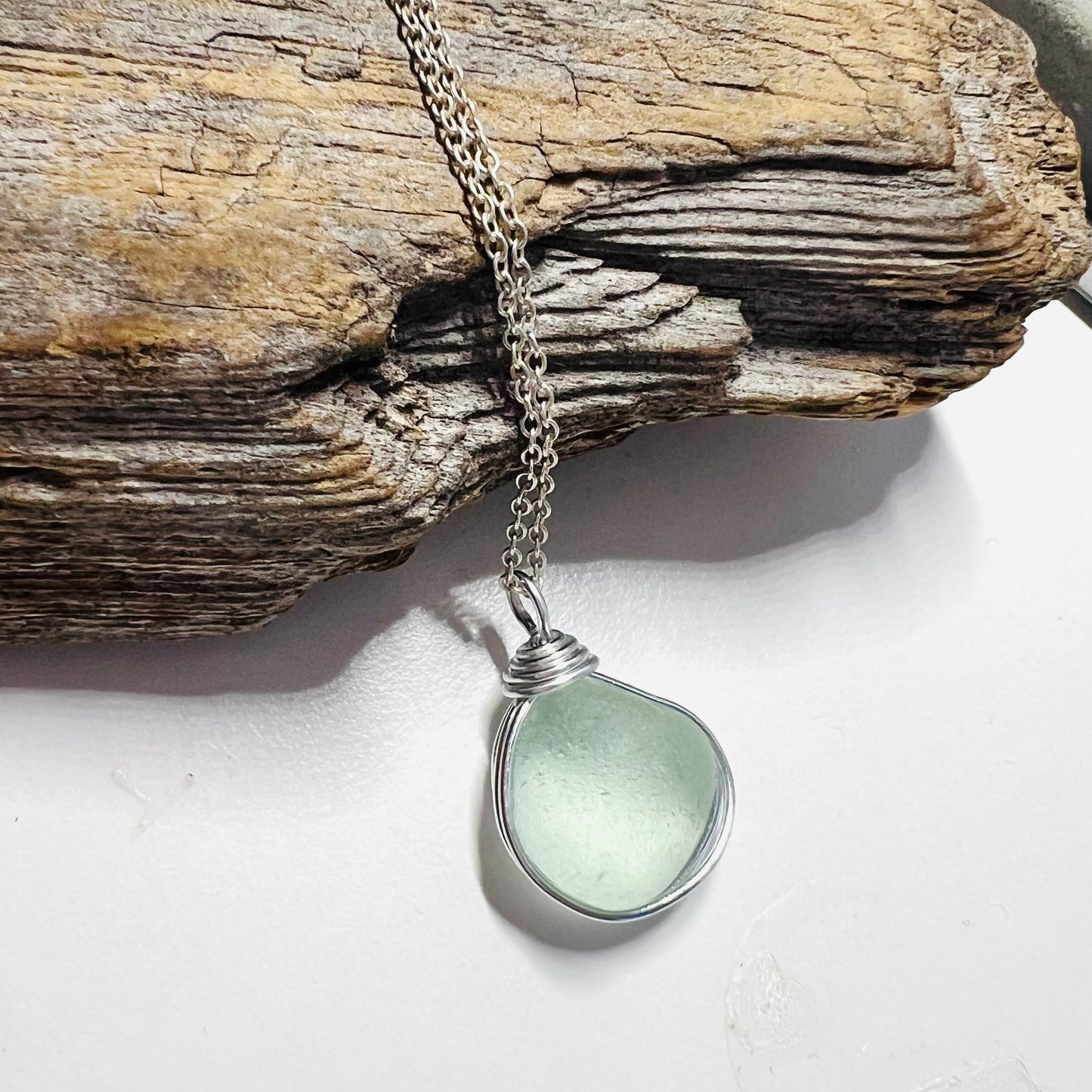 Seaham Sea Glass Aqua Bubble Pendant