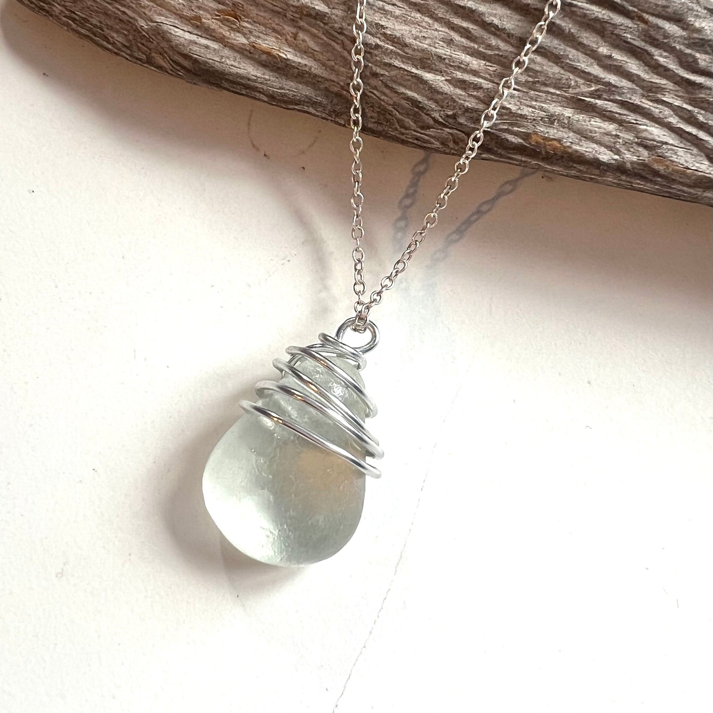 White Bubble Seaham Sea Glass Pendant