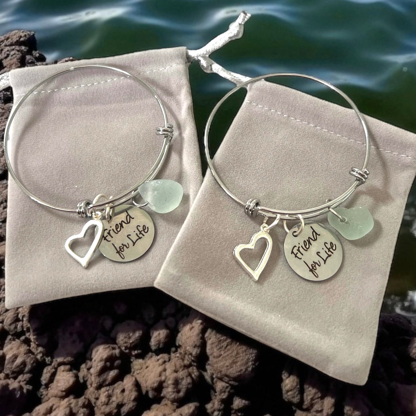 Friendship and Charm Sea Glass Bracelet