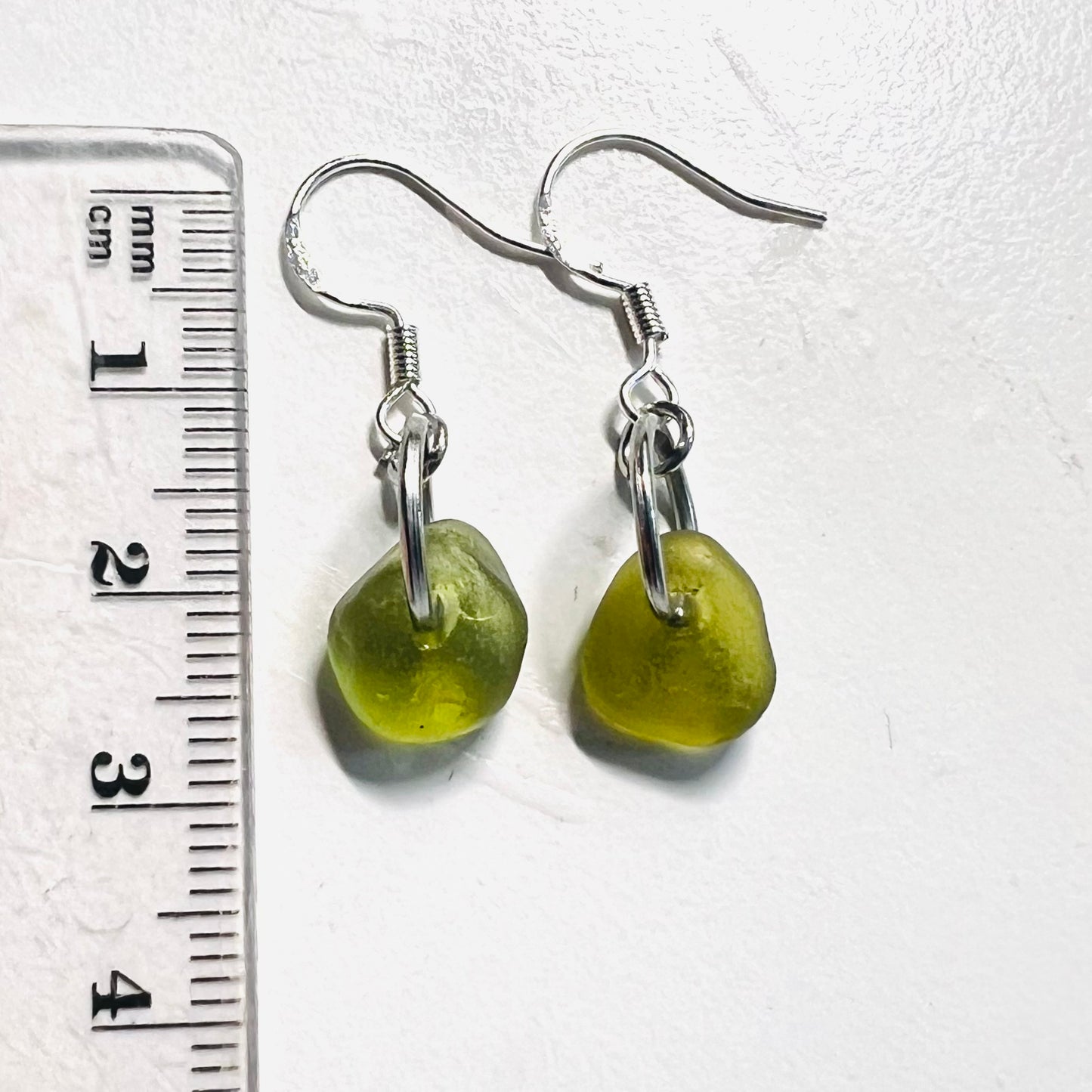 Lime Green Dangly Seaham Sea Glass Earrings