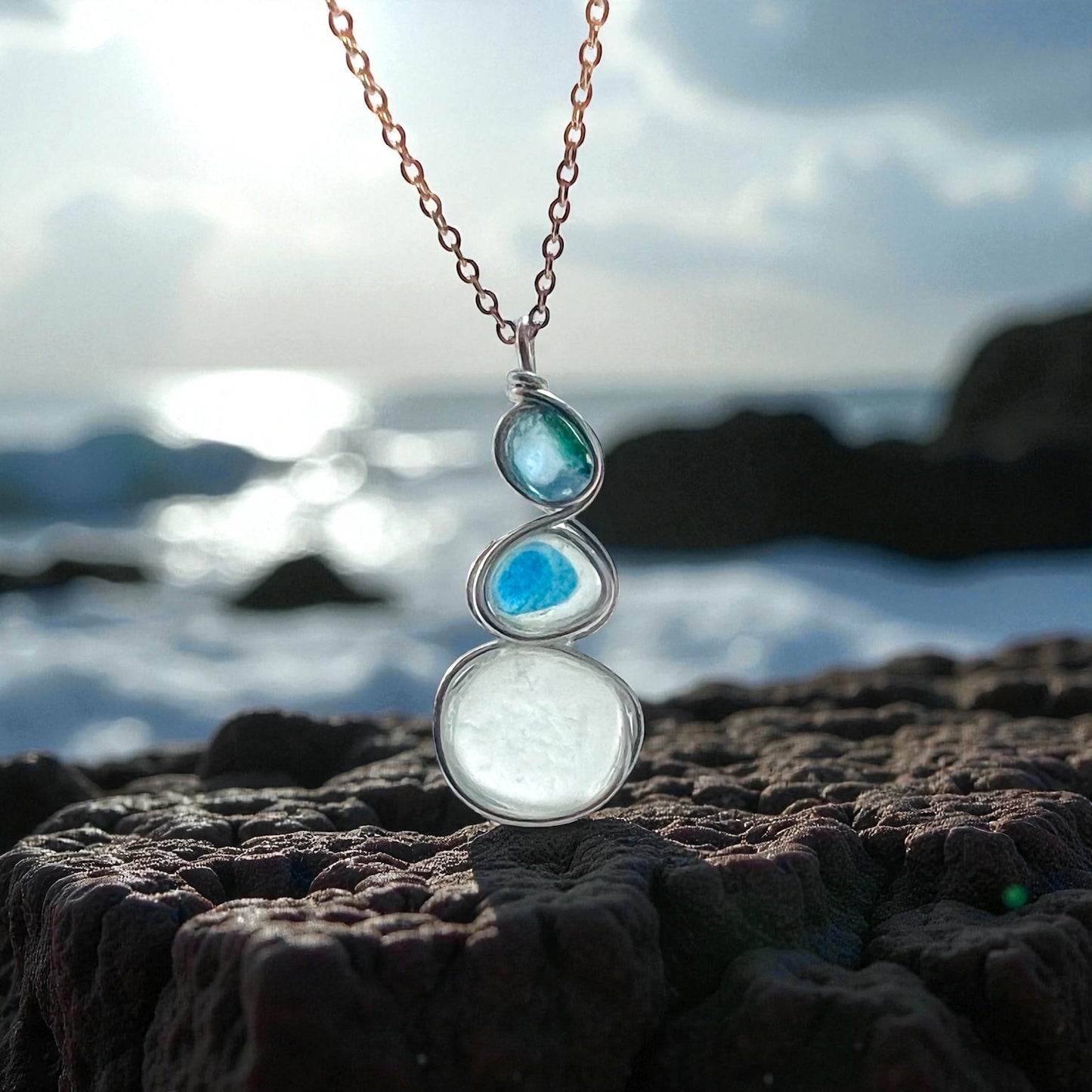 Three Piece Seaham Sea Glass Pendant