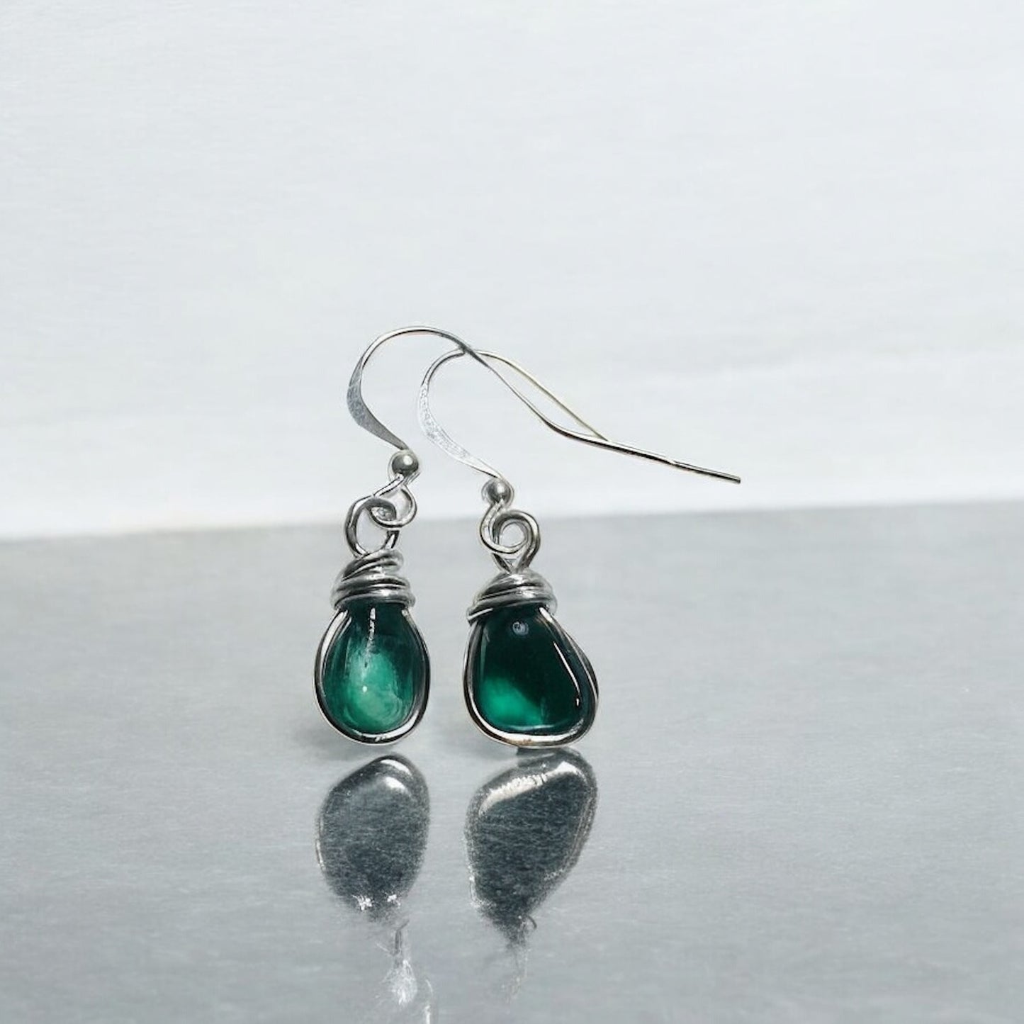 Small Dangly Seaham Sea Glass Earrings