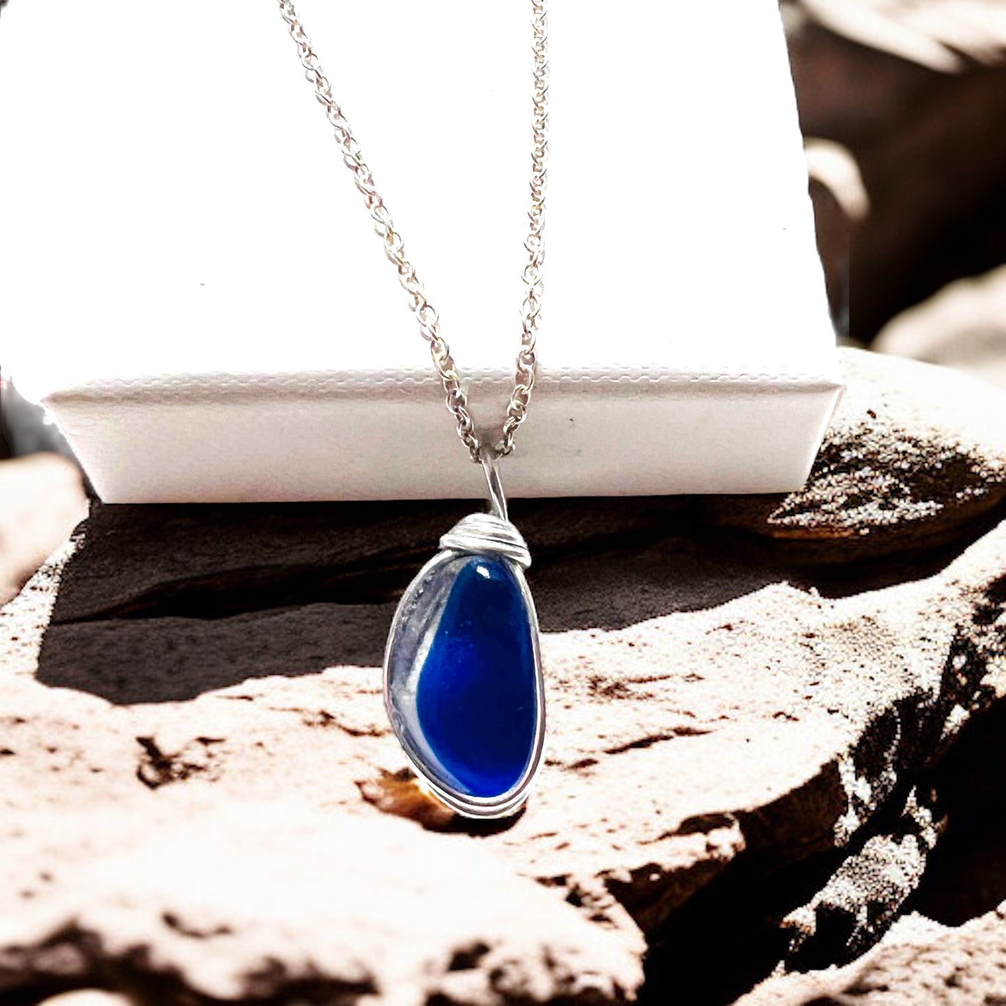 Deep Blue Seaham Sea Glass Multi Pendant